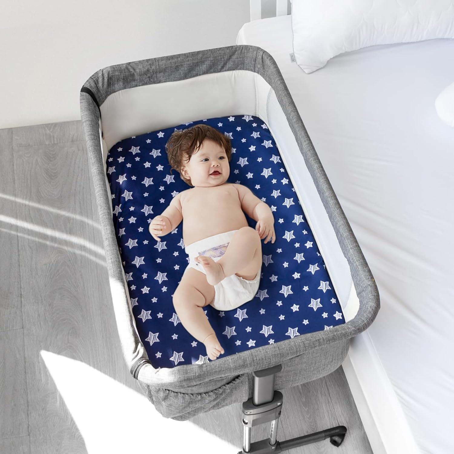 Sábanas Impermeables para Cuna Lateral Moonsea 2 Piezas Gris Marino