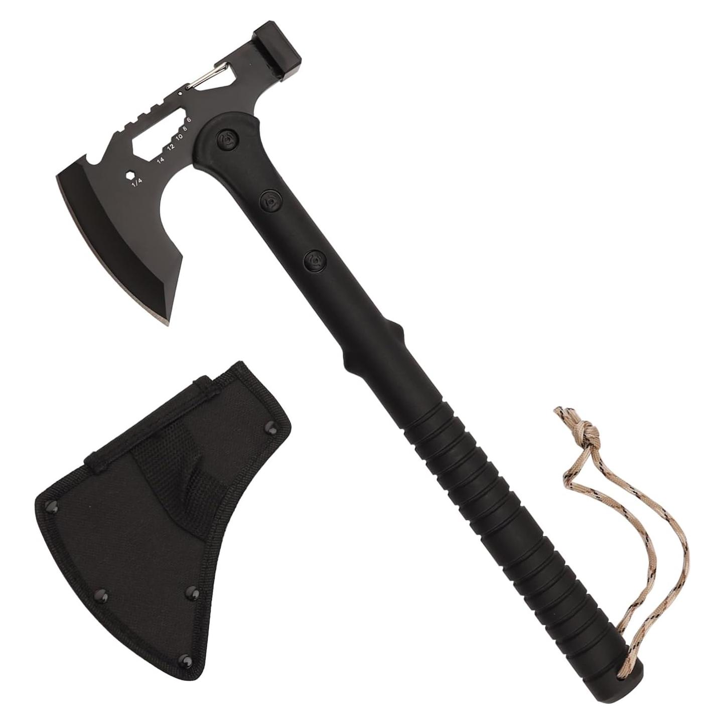 Hacha Táctica CHI SHANG de Acero Inoxidable con Funda