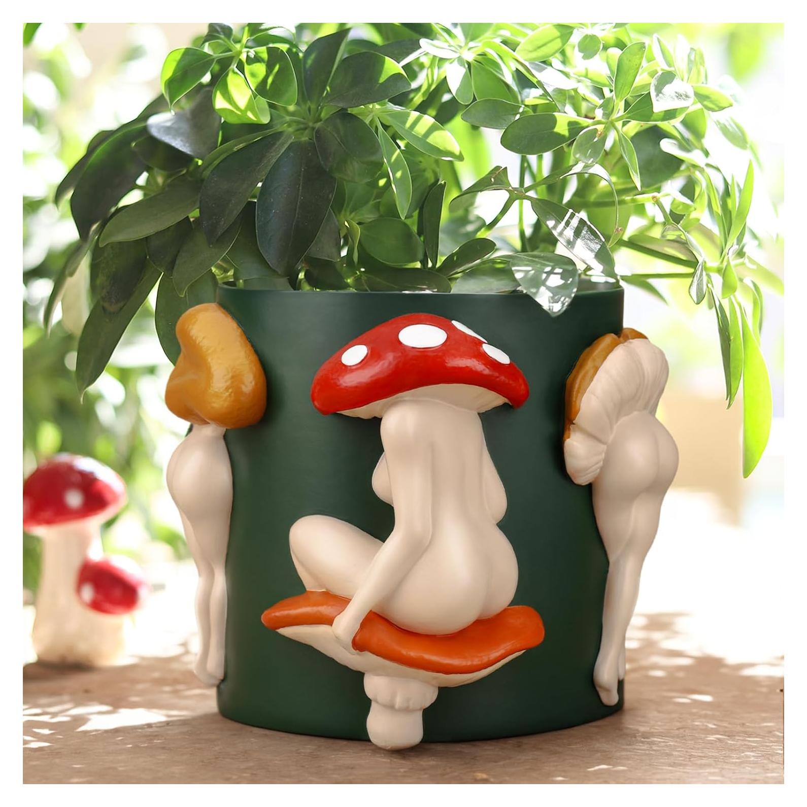 Maceta de Hongo GUGUGO 12.5 cm Verde Oscuro Decorativa