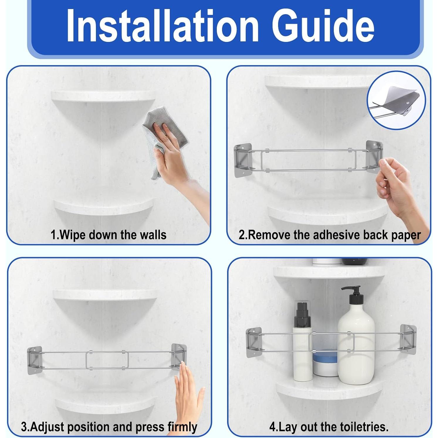 Barra de Almacenamiento de Esquina de Ducha RV BFXM Ajustable 19-34 cm