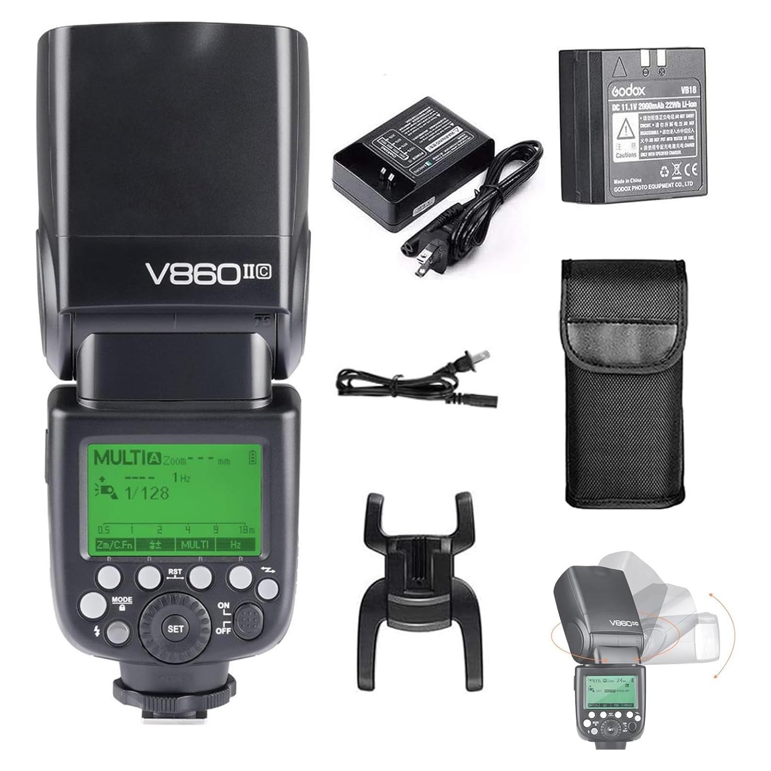 Flash Godox V860II-C E-TTL para Canon - GN60, 1.5s Reciclaje