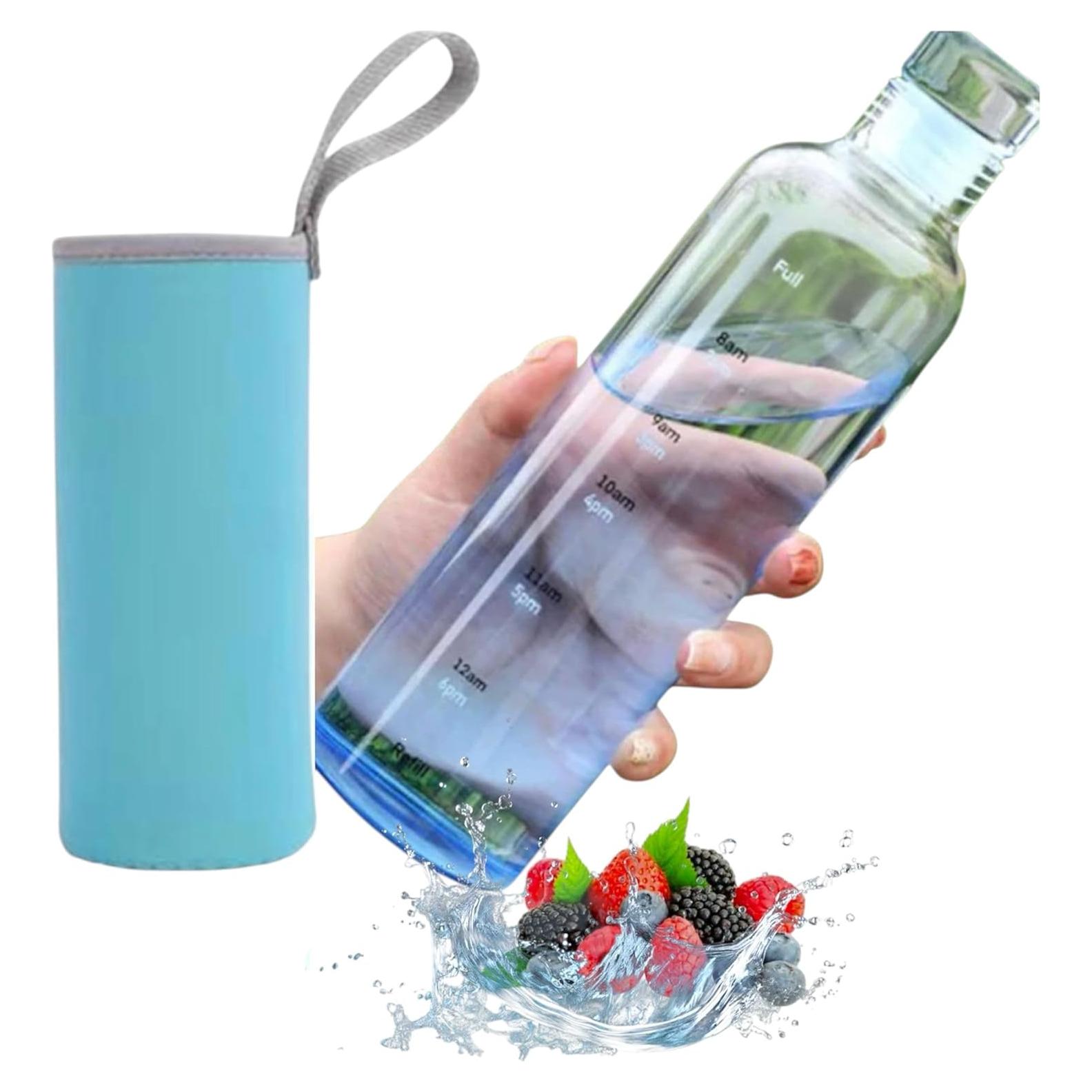 Botella de vidrio de borosilicato 500 ml azul a prueba de fugas