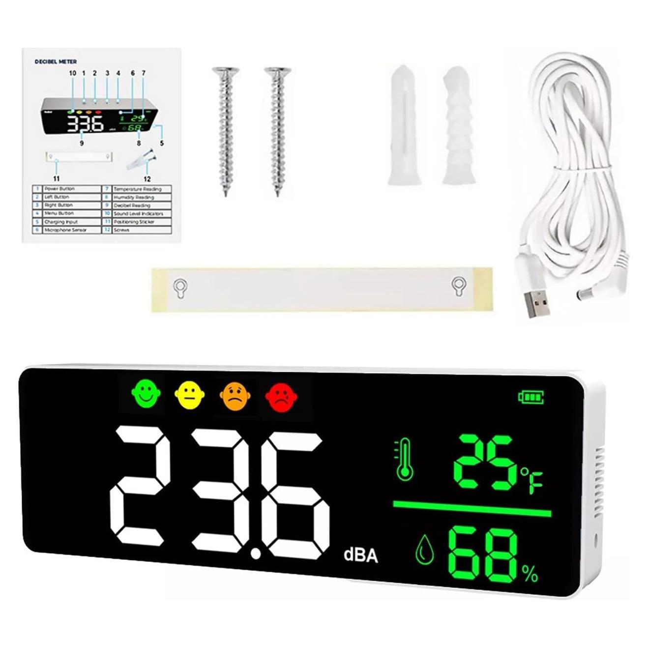 Medidor de Decibelios ZEZEFUFU con Pantalla LED 30-130dB