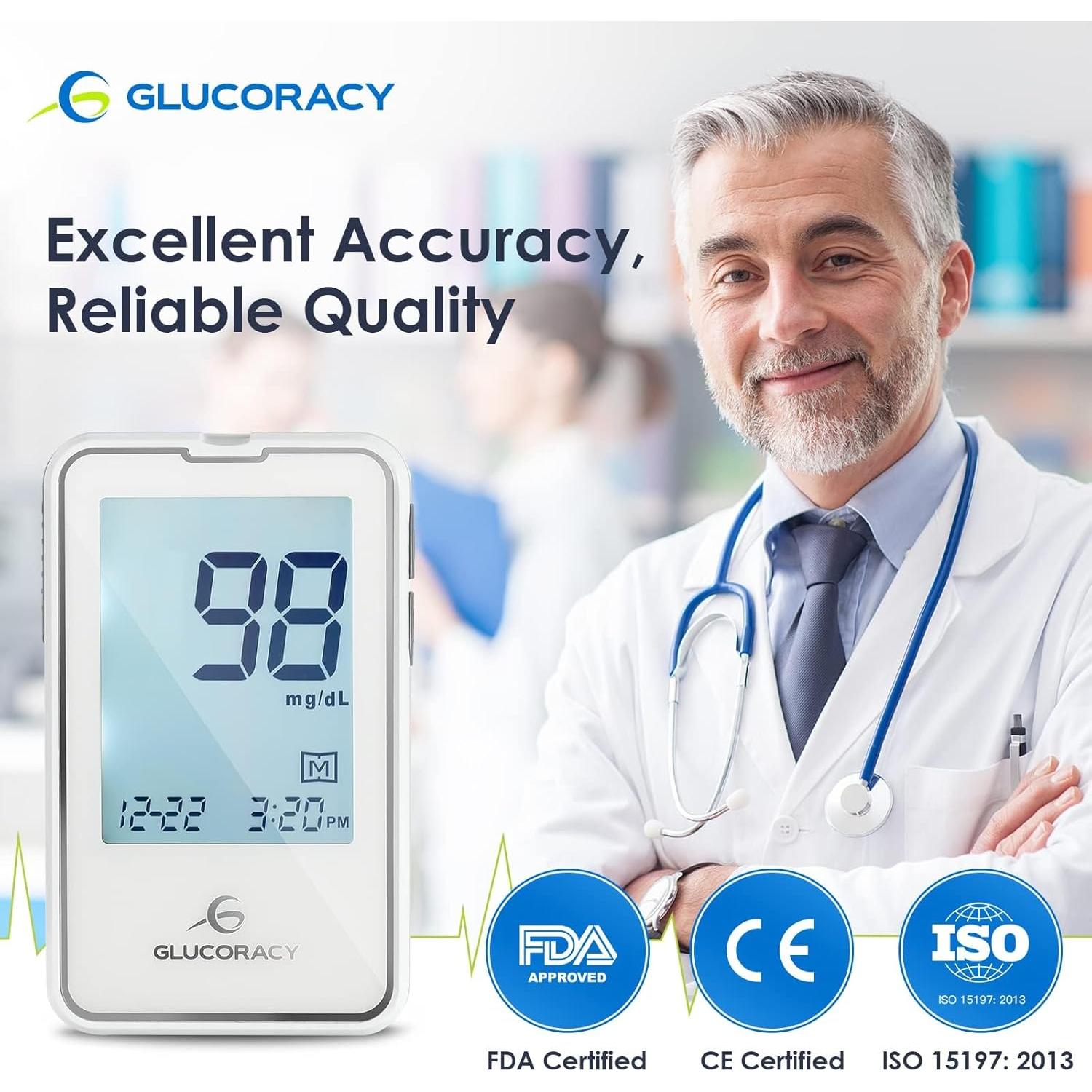 Kit de Monitor de Glucosa Glucoracy G-425-2 con 100 Tiras