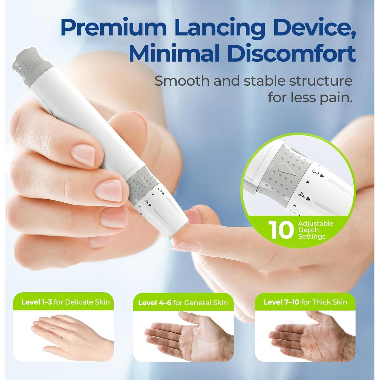 Kit de Monitor de Glucosa AUVON DS-W con 100 Tiras y Lancetas