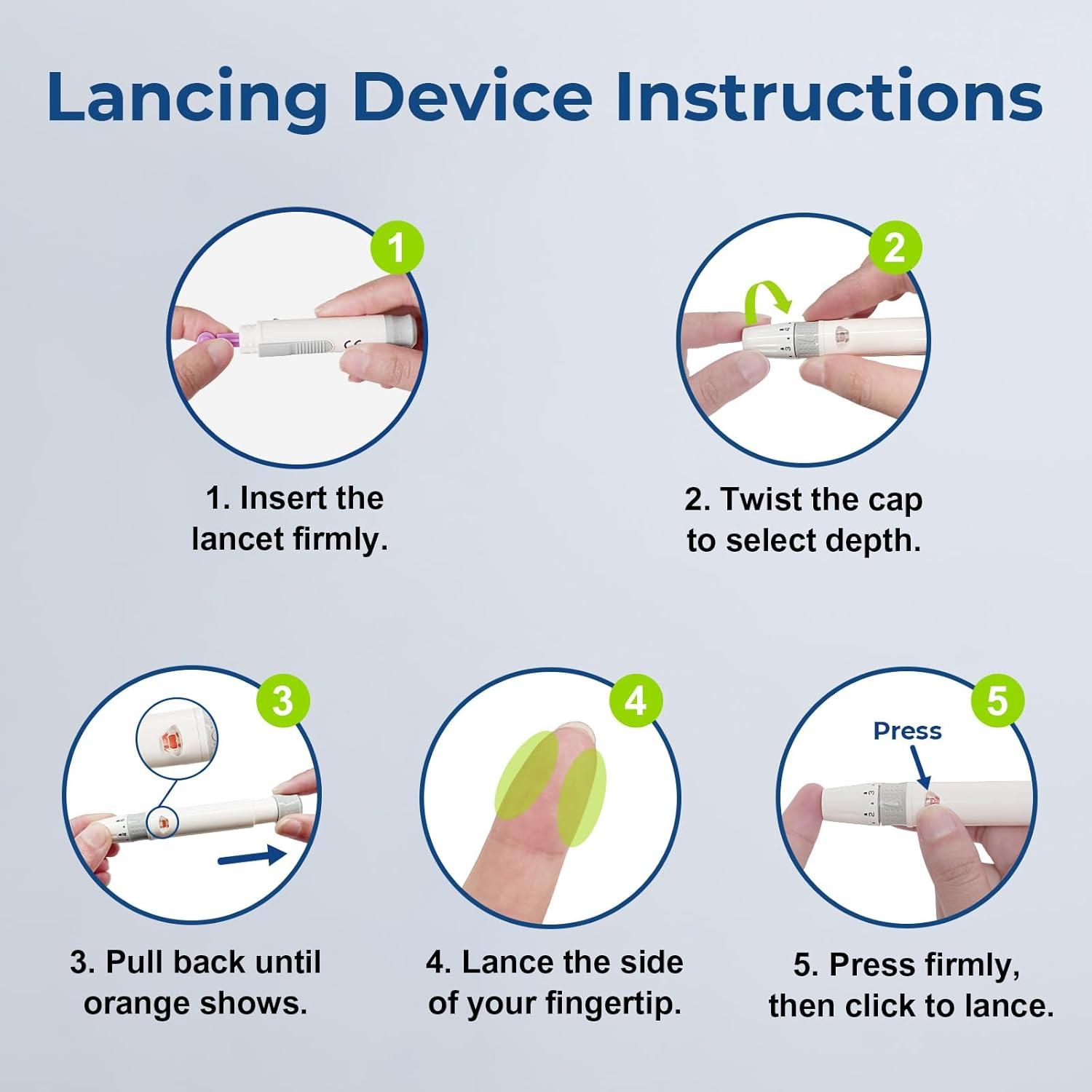 Kit de Monitor de Glucosa AUVON DS-W con 100 Tiras y Lancetas