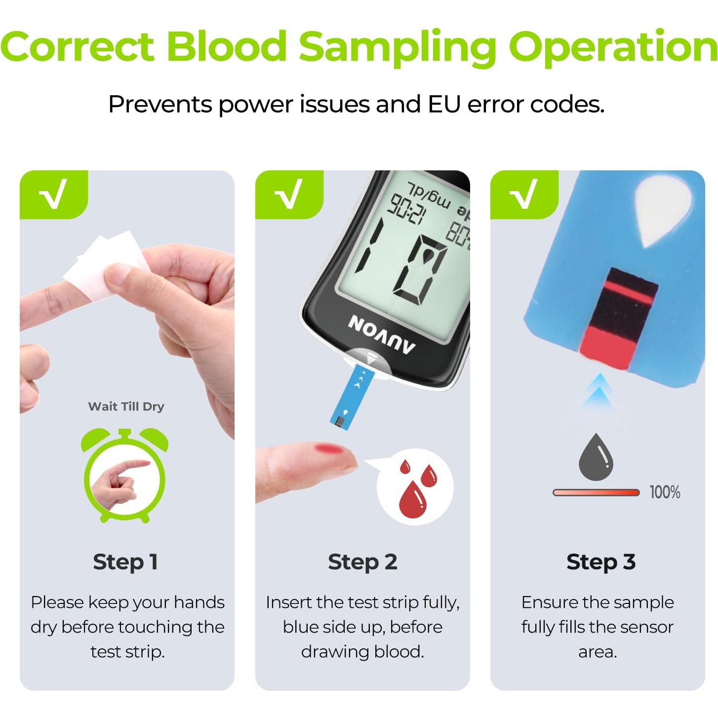 Kit de Monitor de Glucosa AUVON DS-W con 50 Tiras y Lancetas