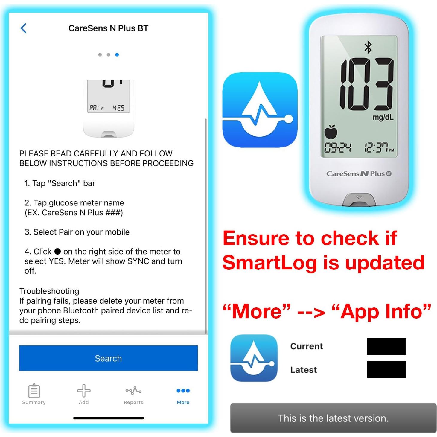 Kit Monitor Glucosa CareSens N Plus Bluetooth 100 Tiras 100 Lancetas