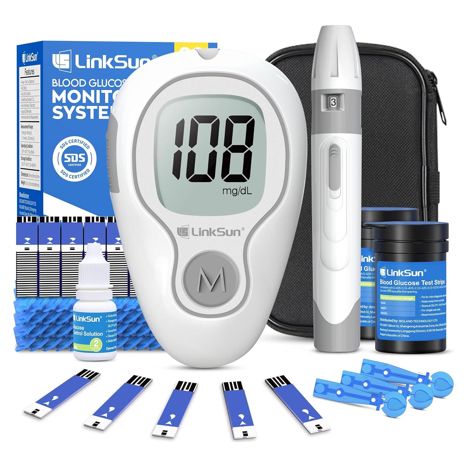 Kit de Monitor de Glucosa LinkSun G-425-3 con 100 Tiras y Lancetas