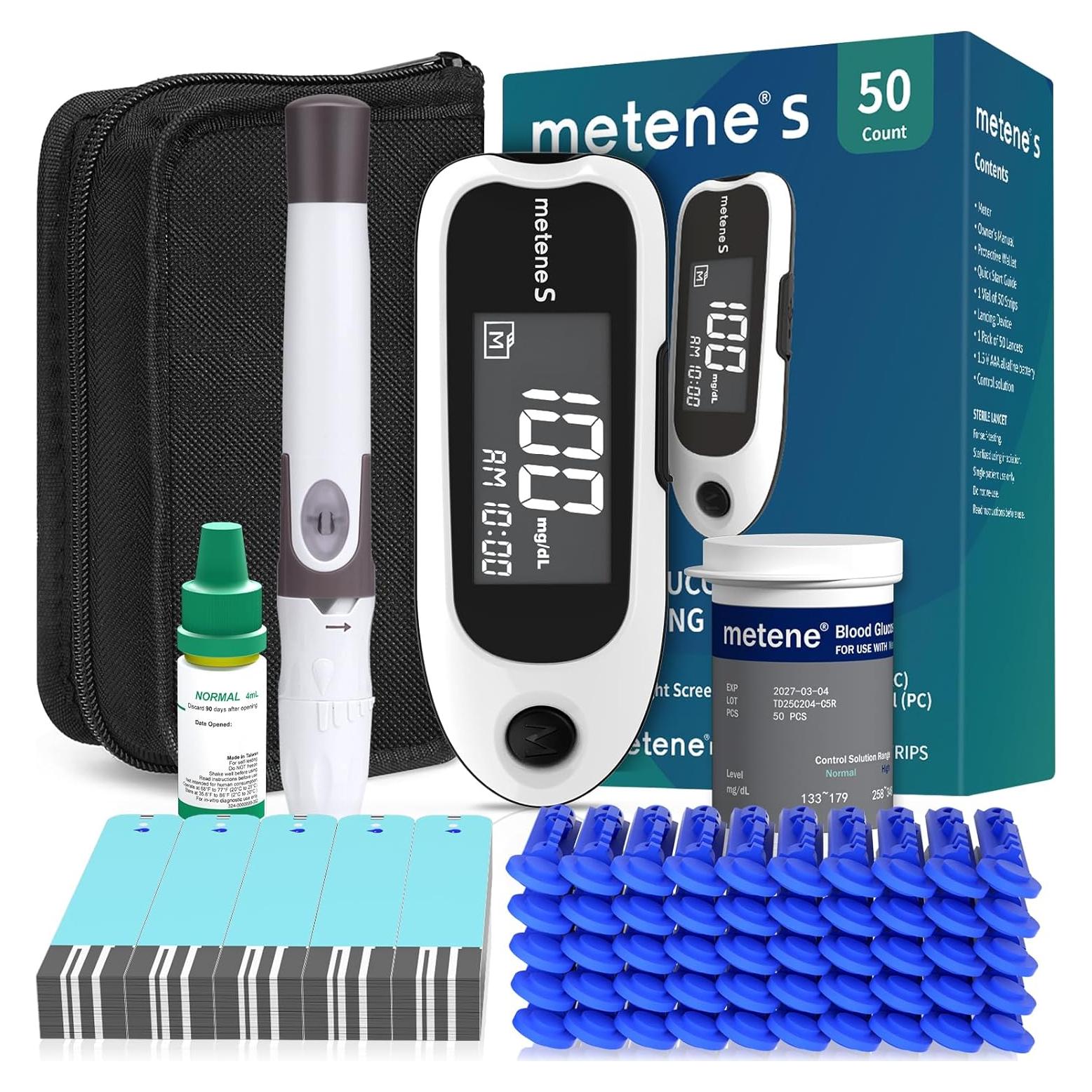 Kit de Monitor de Glucosa Metene S con 50 Tiras y Lancetas