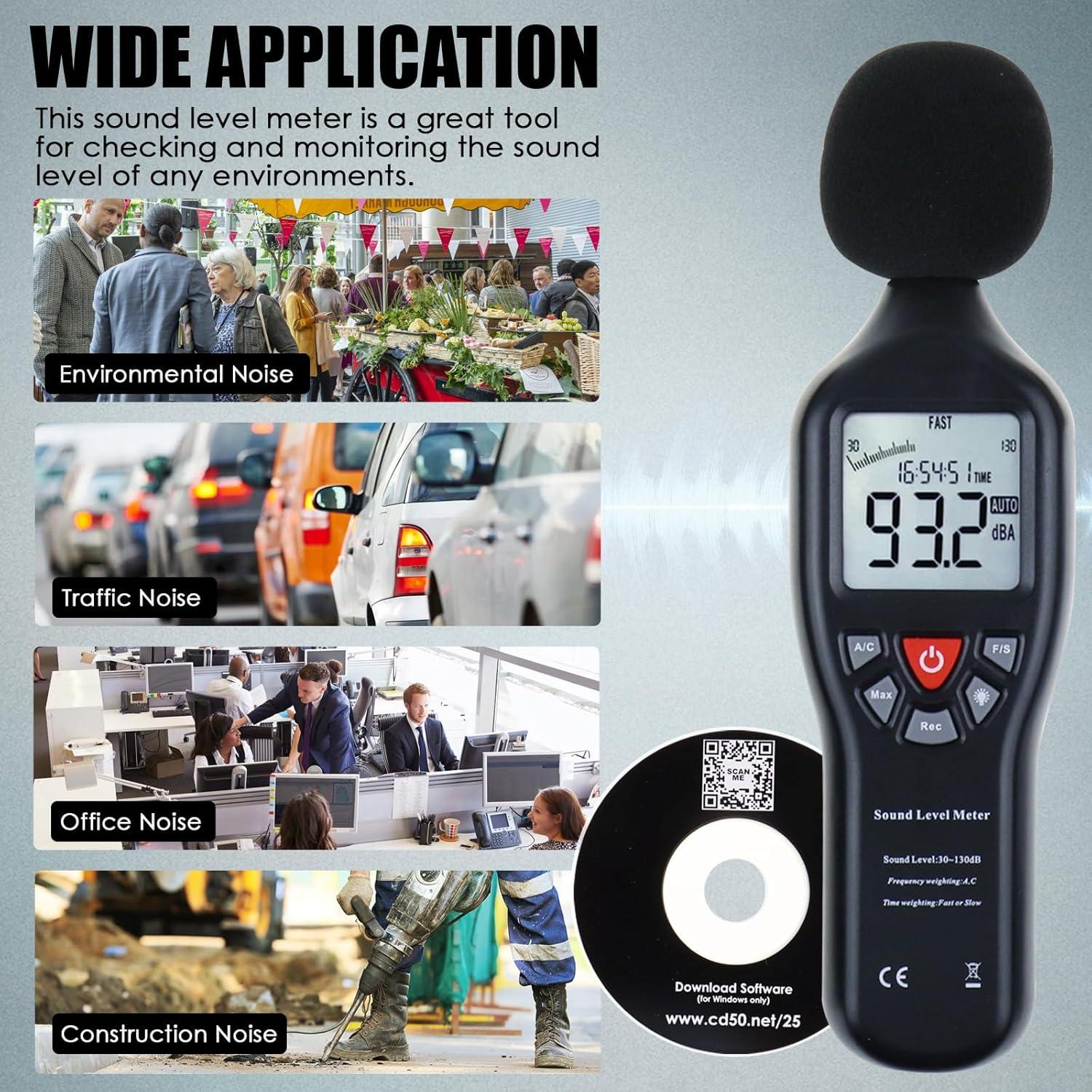 Medidor de Decibelios TekcoPlus SLM25TK 30-130 dB LCD