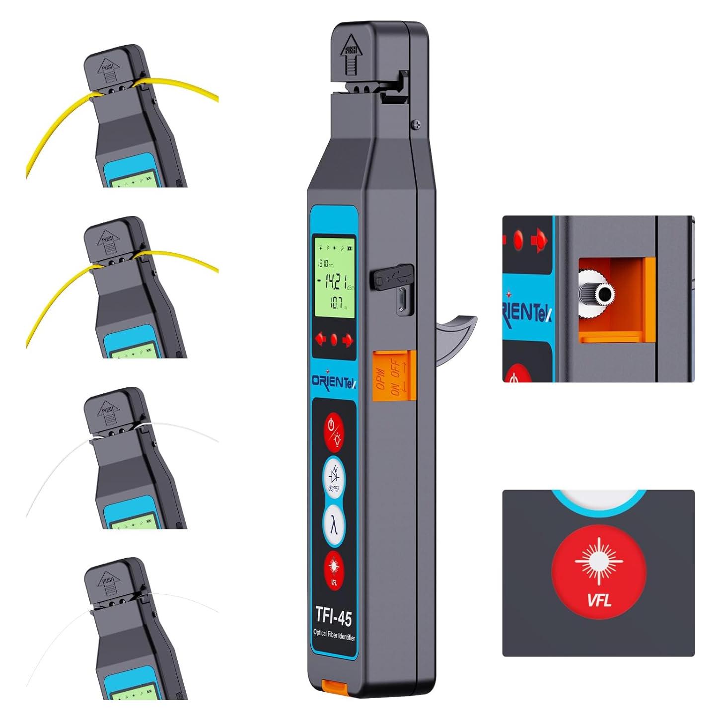 Detector de tráfico de fibra óptica Orientek TFI-45 con medidor de potencia y VFL
