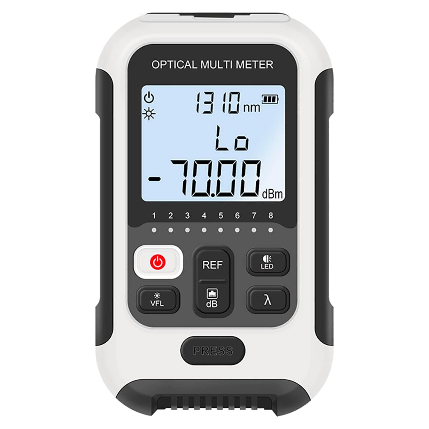 Medidor de Potencia Óptica Focket -70 a +10 dBm 10 Longitudes de Onda