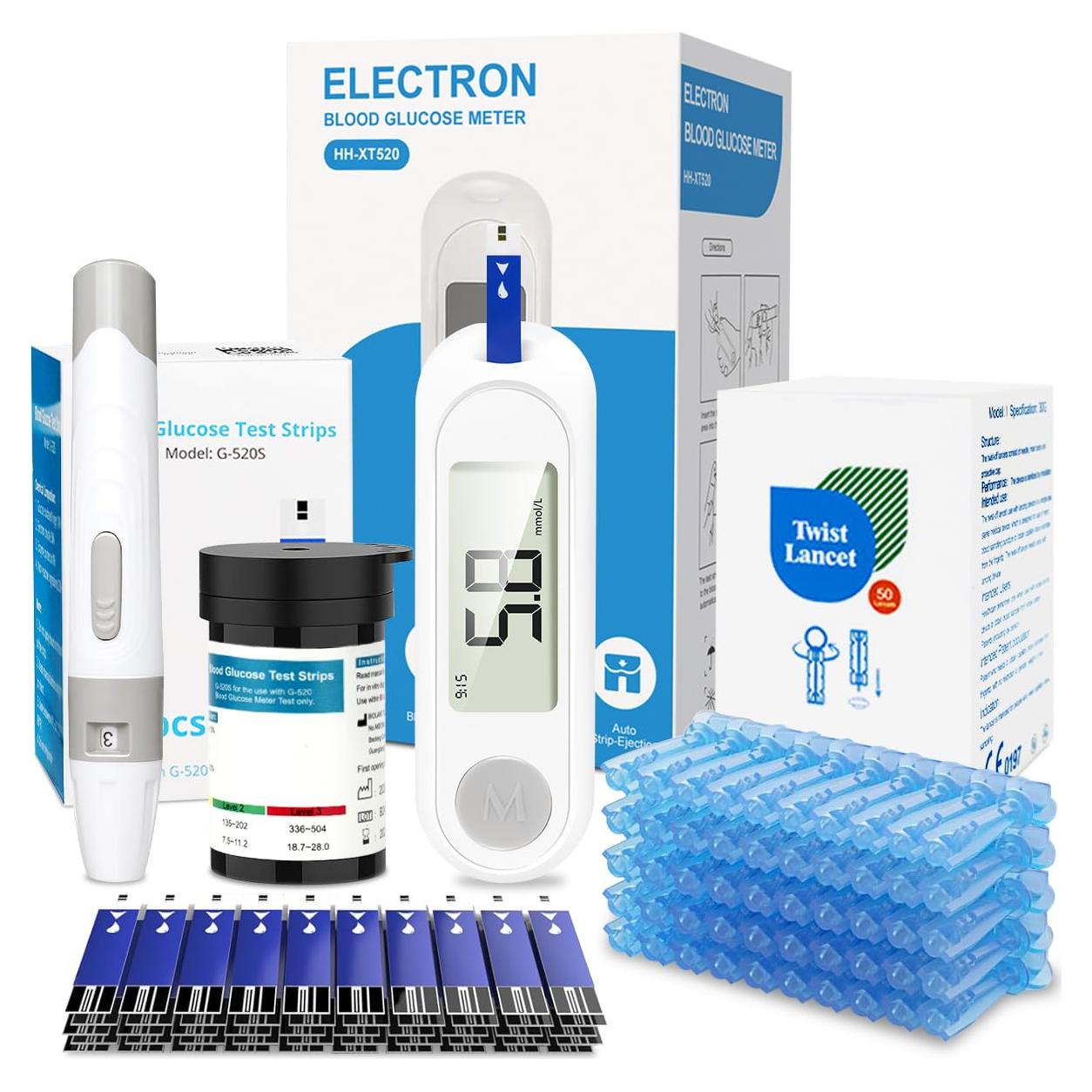 Kit de Monitor de Glucosa CAKRNPS con 50 Tiras y Lancetas