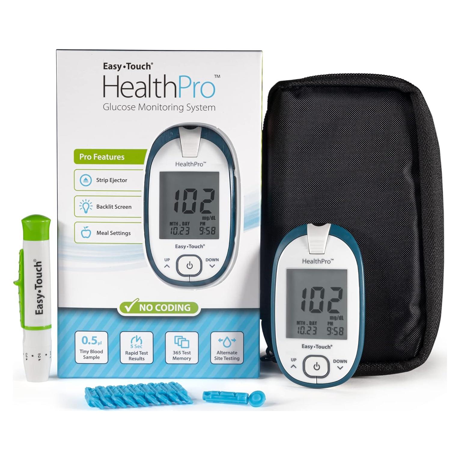 Medidor de Glucosa HealthPro con Dispositivo de Punción y 10 Lancetas