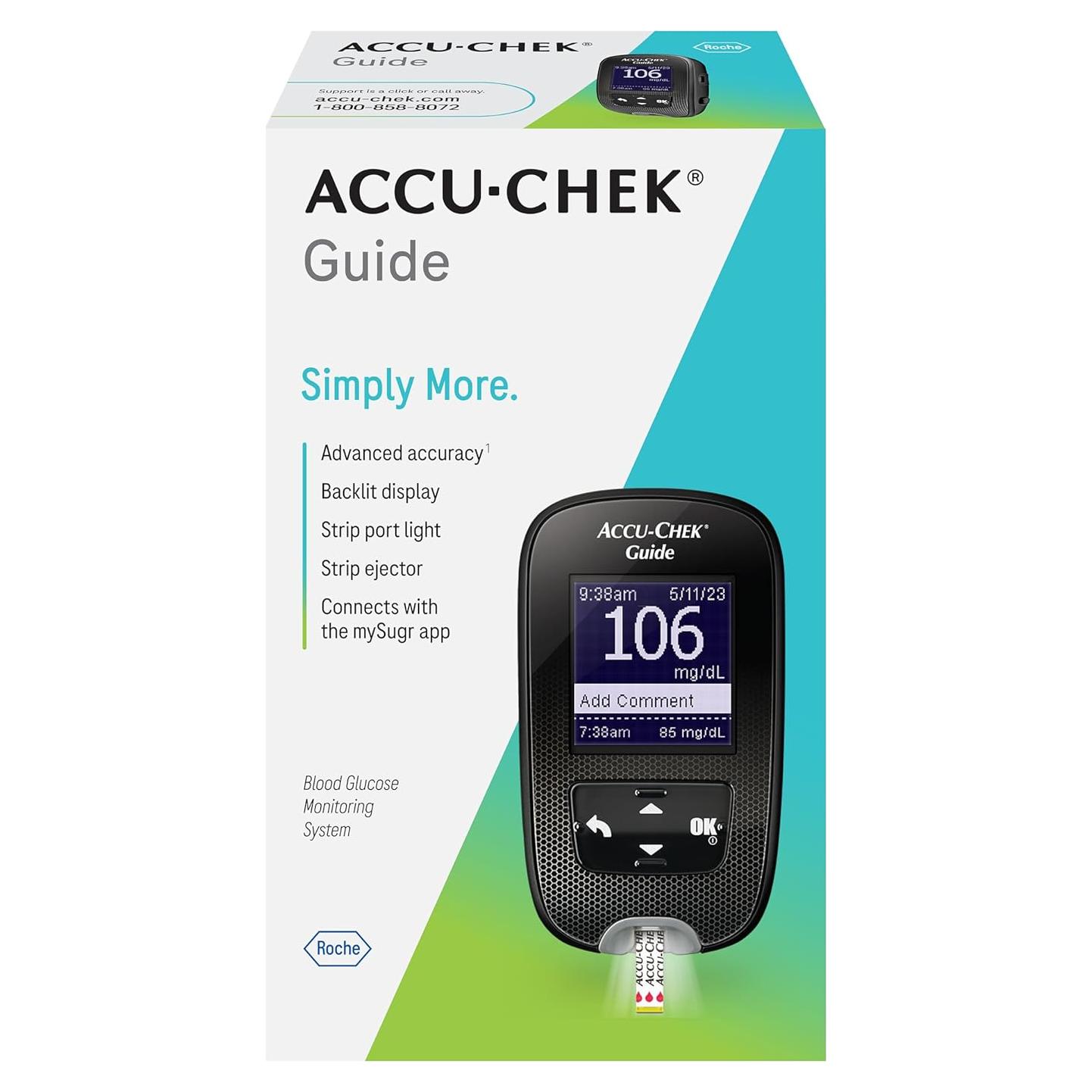 Medidor de Glucosa Accu-Chek Guide con Bluetooth y Pantalla LCD
