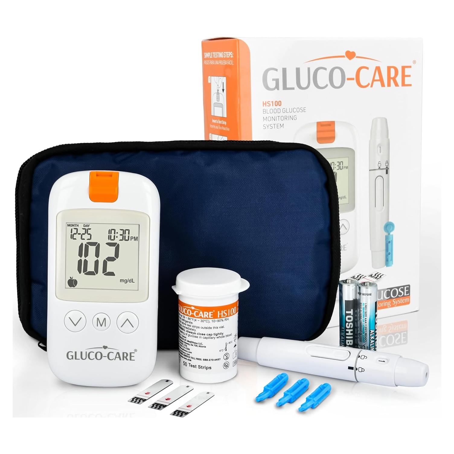 Kit de Monitor de Glucosa Gluco-Care - Pantalla Grande, Resultados Rápidos