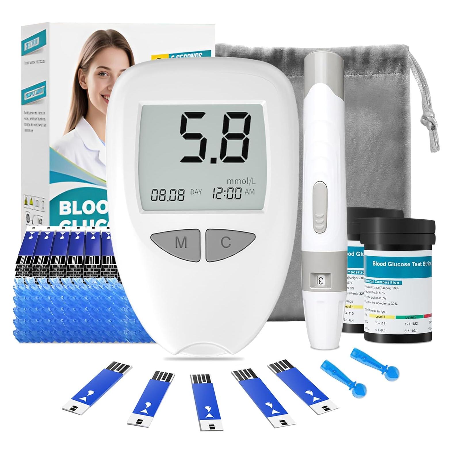 Medidor de Glucosa en Sangre CAKRNPS G-520 con Tiras y Lancetas