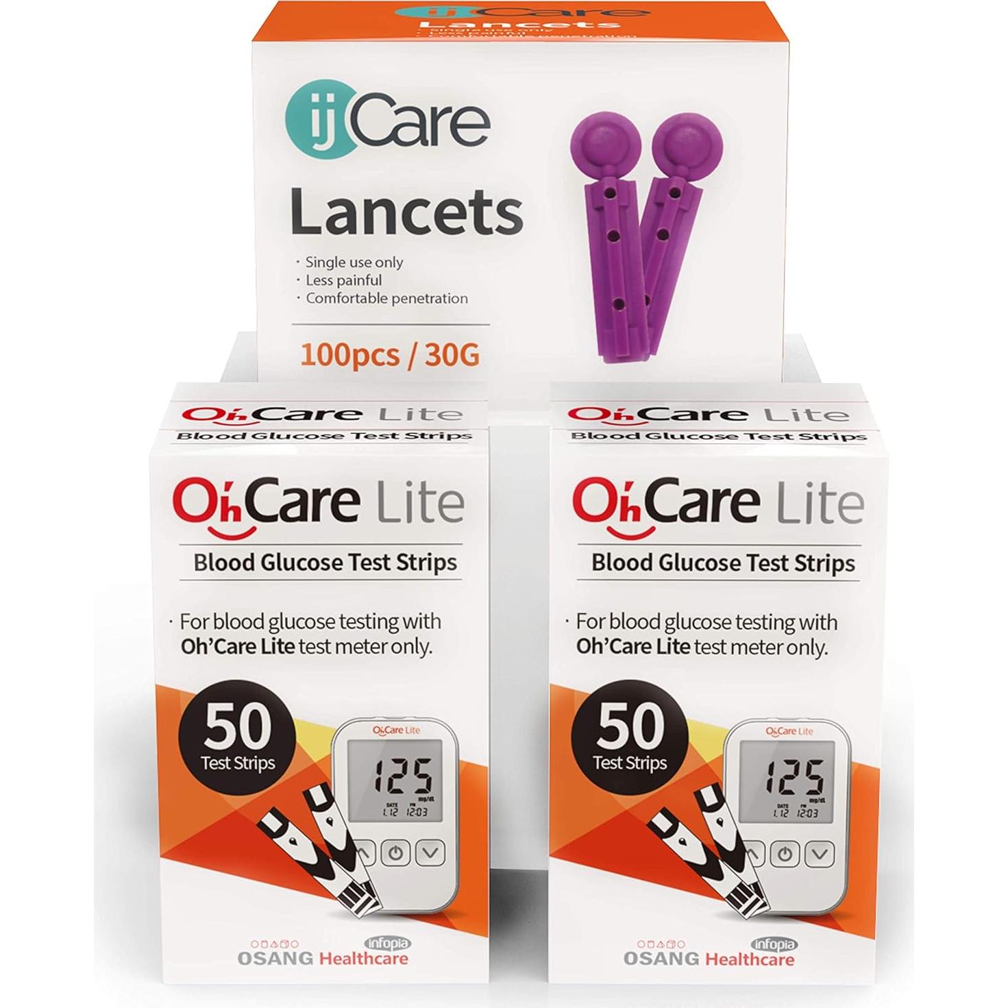 Monitor de Glucosa Oh'Care Lite - 100 Tiras + 100 Lancetas