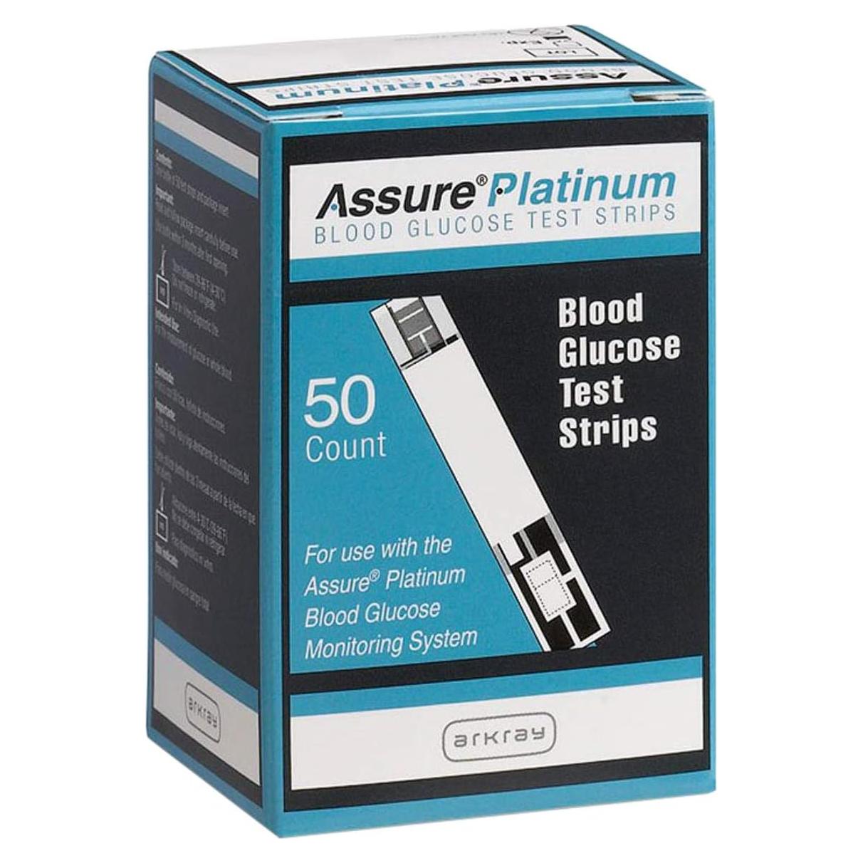 Tiras de Prueba de Glucosa Assure Platinum - 50 Unidades, Sin Codificación