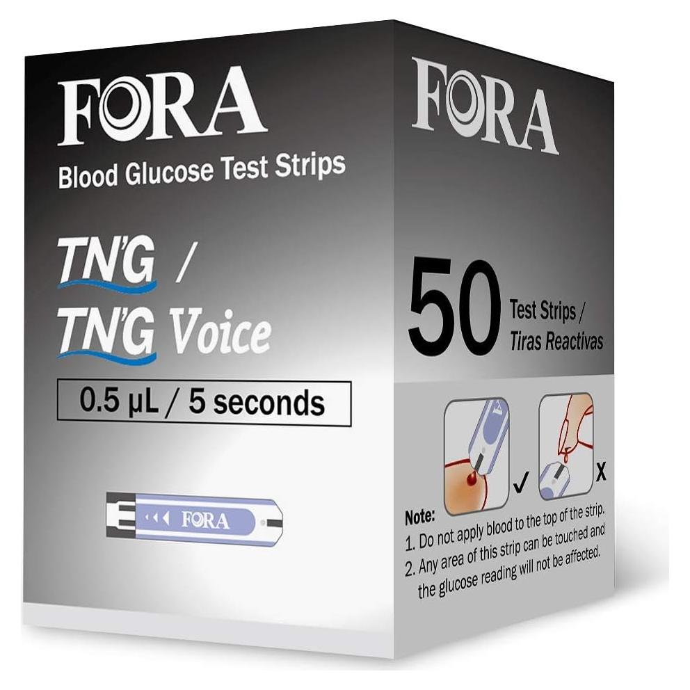 Tiras de Glucosa FORA TN'G Voice - 50 Unidades, Precisión Avanzada