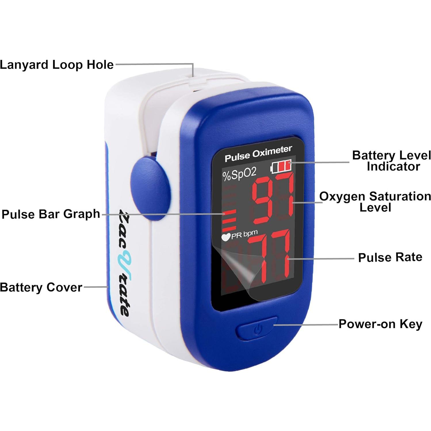 Oxímetro de Pulso Zacurate 500BL con Baterías Incluidas