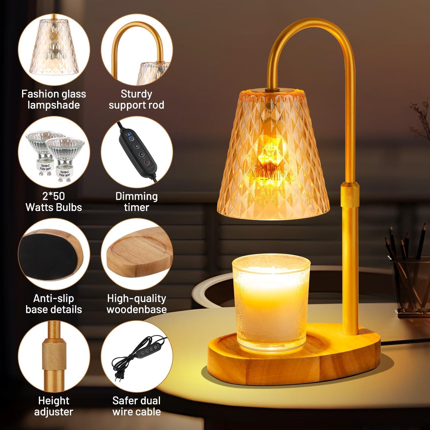 Lámpara Calentadora de Velas SAEIHGAE Ámbar con Temporizador