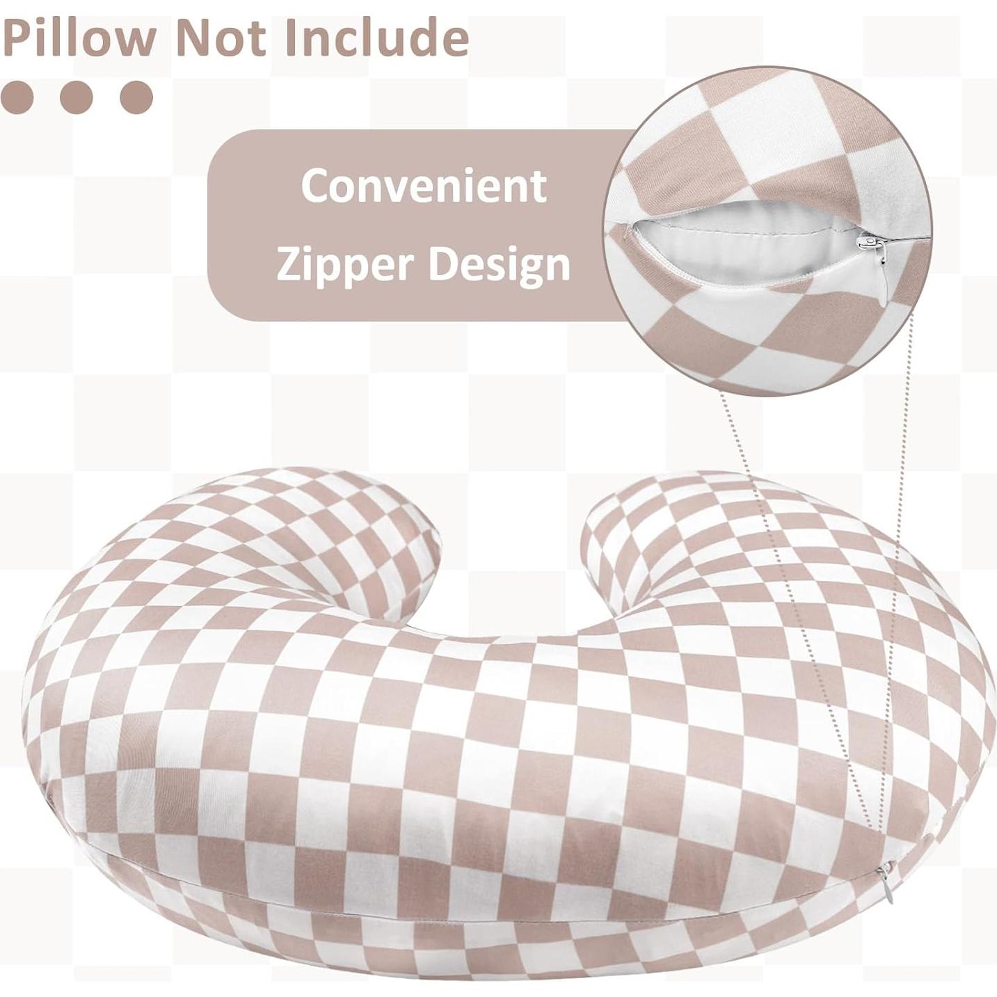 Funda de Almohada de Lactancia DILIMI 2 Paquetes Cuadrícula Verde y Marrón