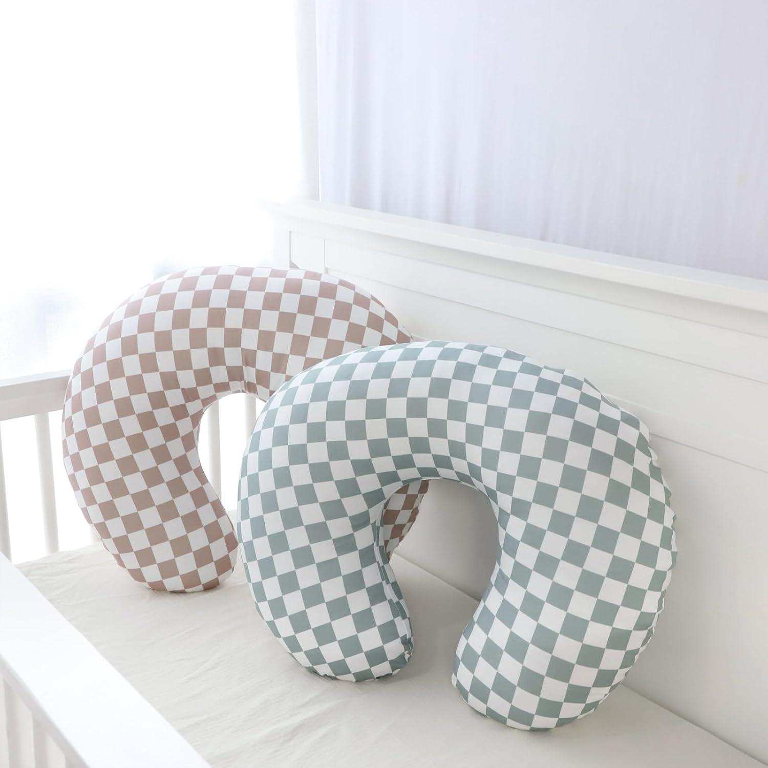 Funda de Almohada de Lactancia DILIMI 2 Paquetes Cuadrícula Verde y Marrón