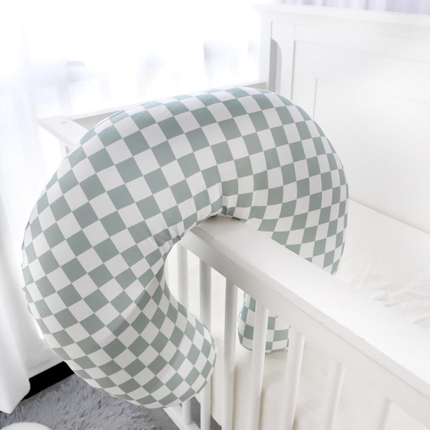 Funda de Almohada de Lactancia DILIMI 2 Paquetes Cuadrícula Verde y Marrón