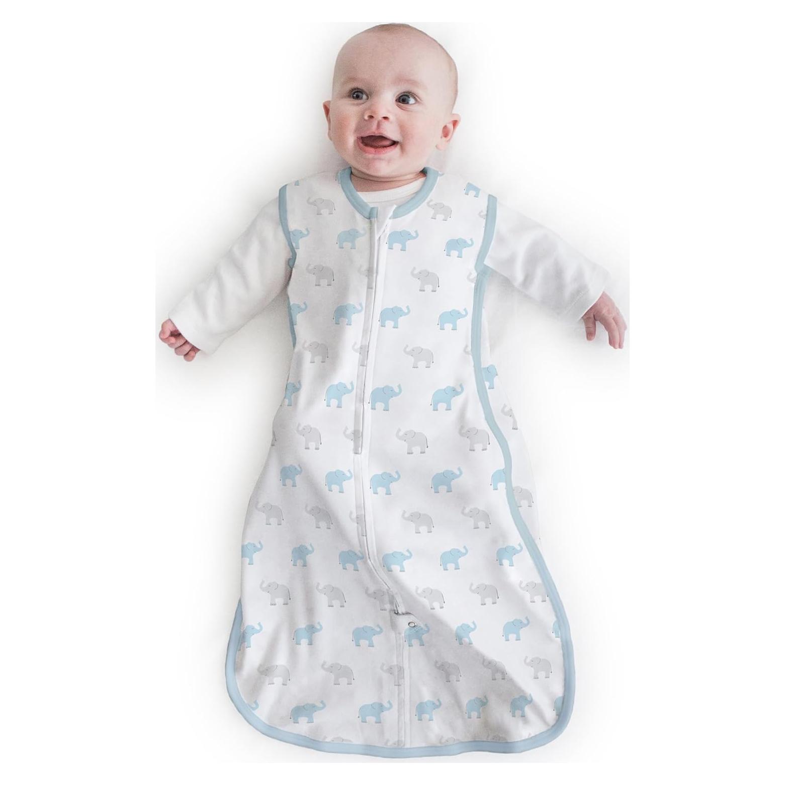 Saco de dormir de algodón Amazing Baby Elefantes 0-6 meses