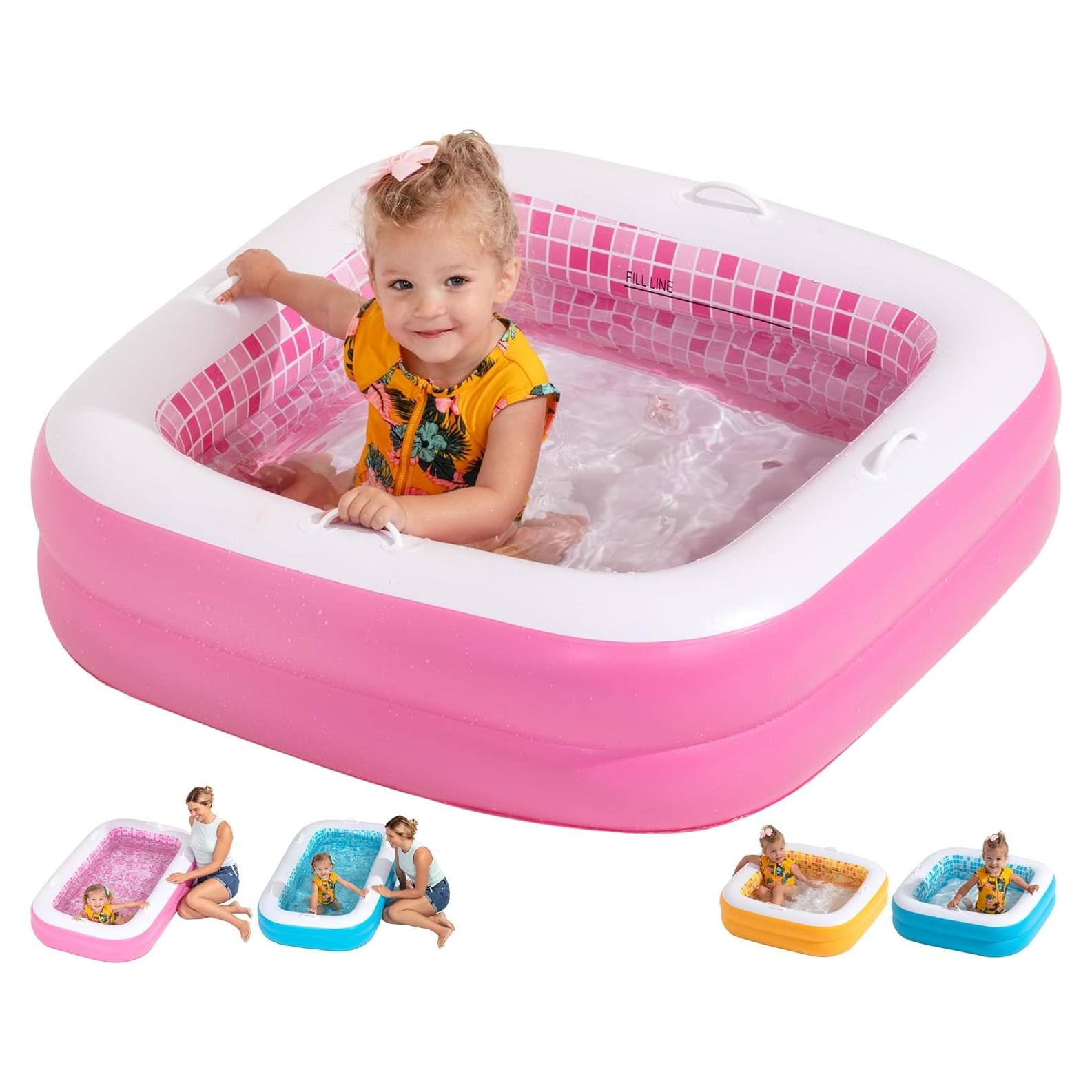 Piscina Inflable Cuadrada Rosa Grip A Pool 86.36cm para Bebés