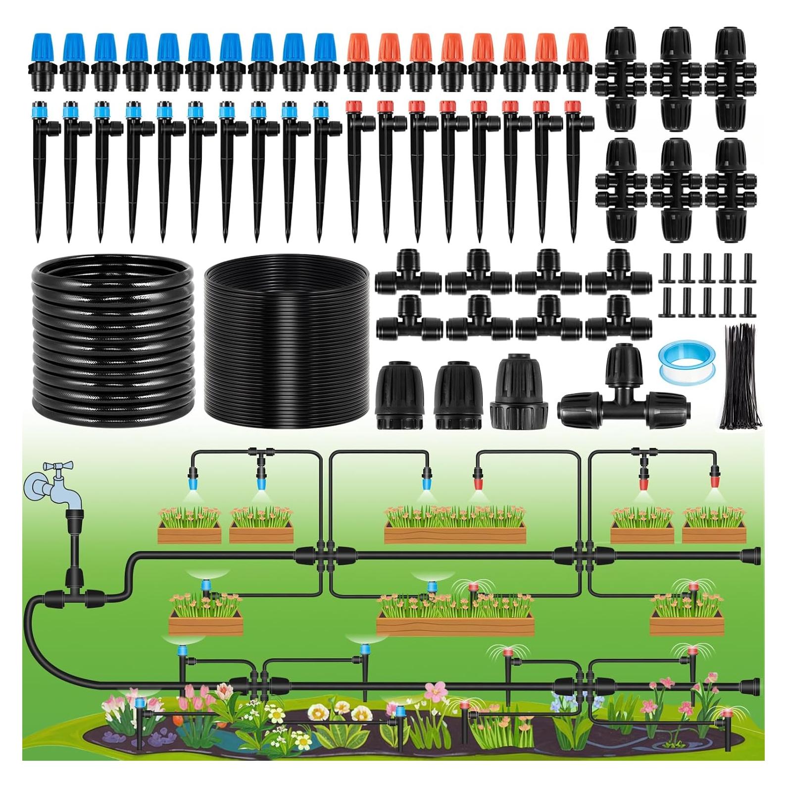 Sistema de Riego por Goteo 240FT Rafow con Mangueras 1/2 y 1/4