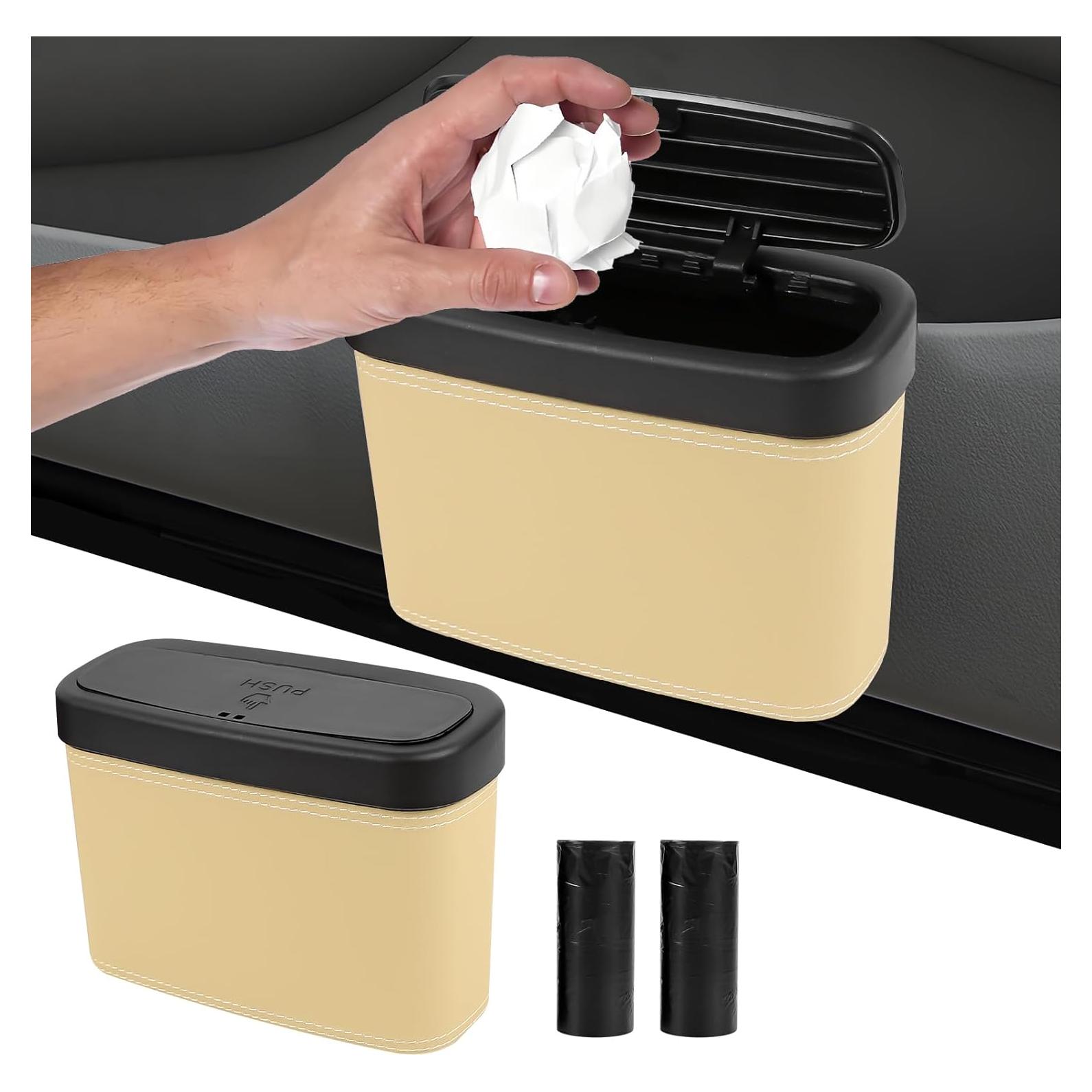 Cubo de Basura para Auto Hbxdeco Beige Impermeable 17.8L