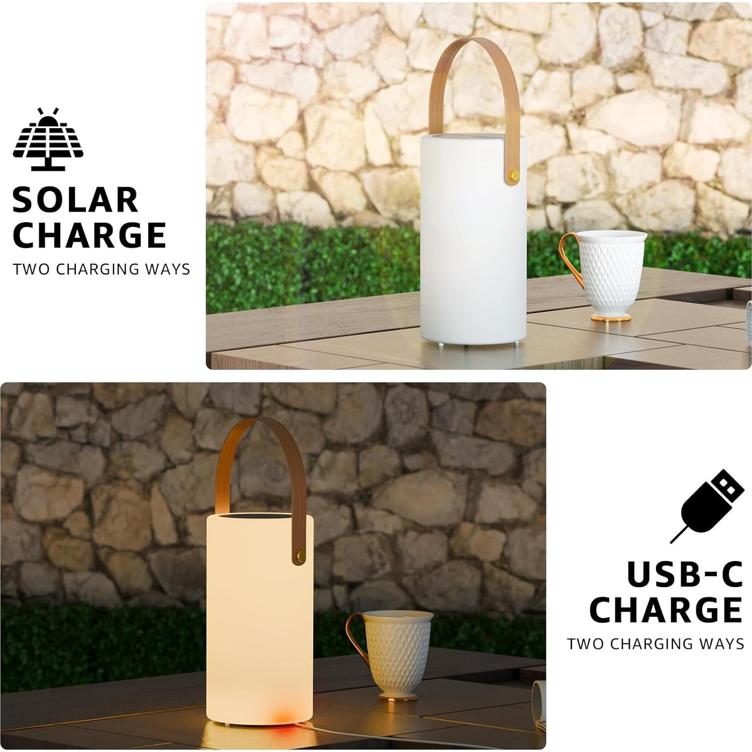 Lámpara de Mesa Solar LED NiceBuy 2 Paquetes IP44 Recargable