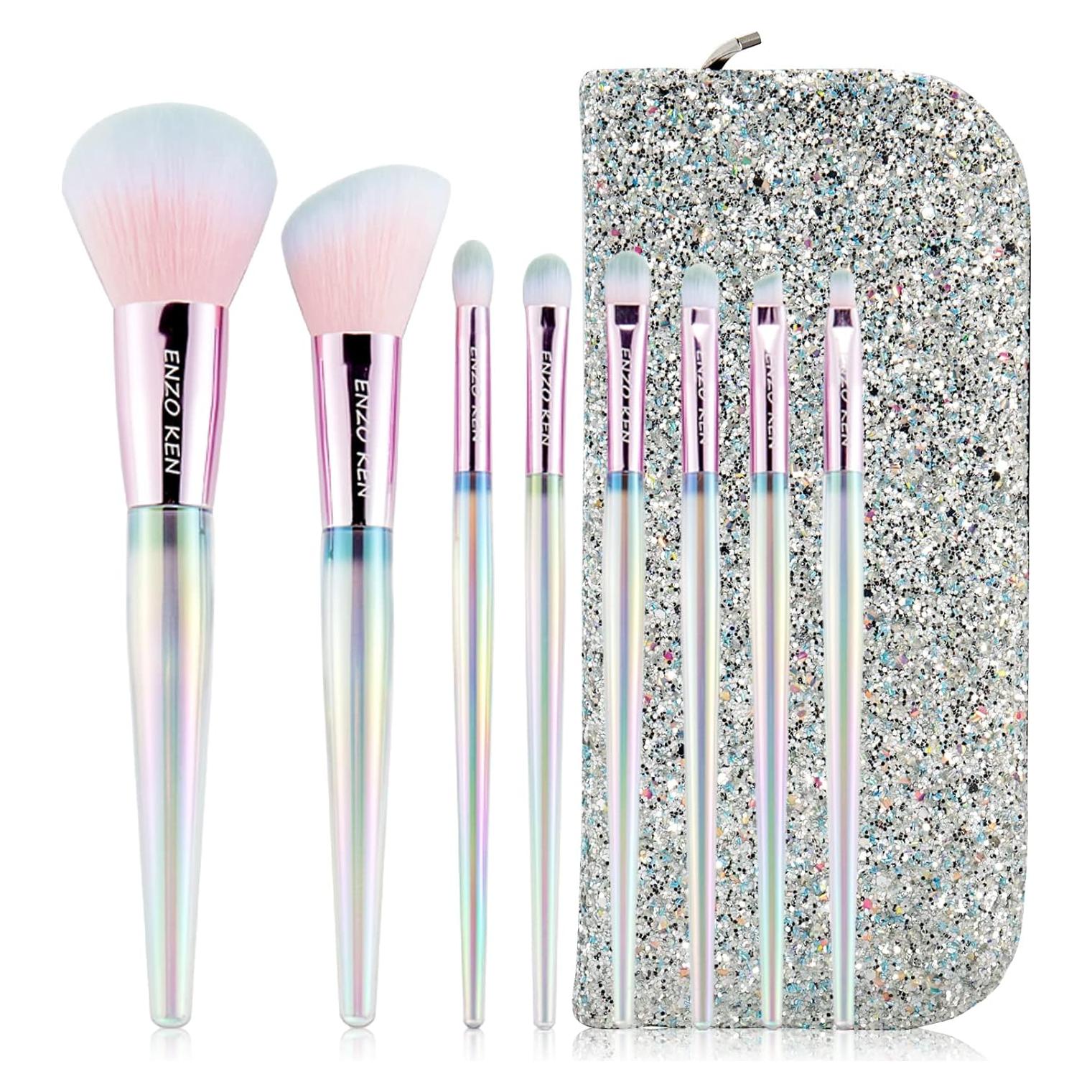 Juego de Brochas de Maquillaje Vegano ENZO KEN 8 Piezas Cristal
