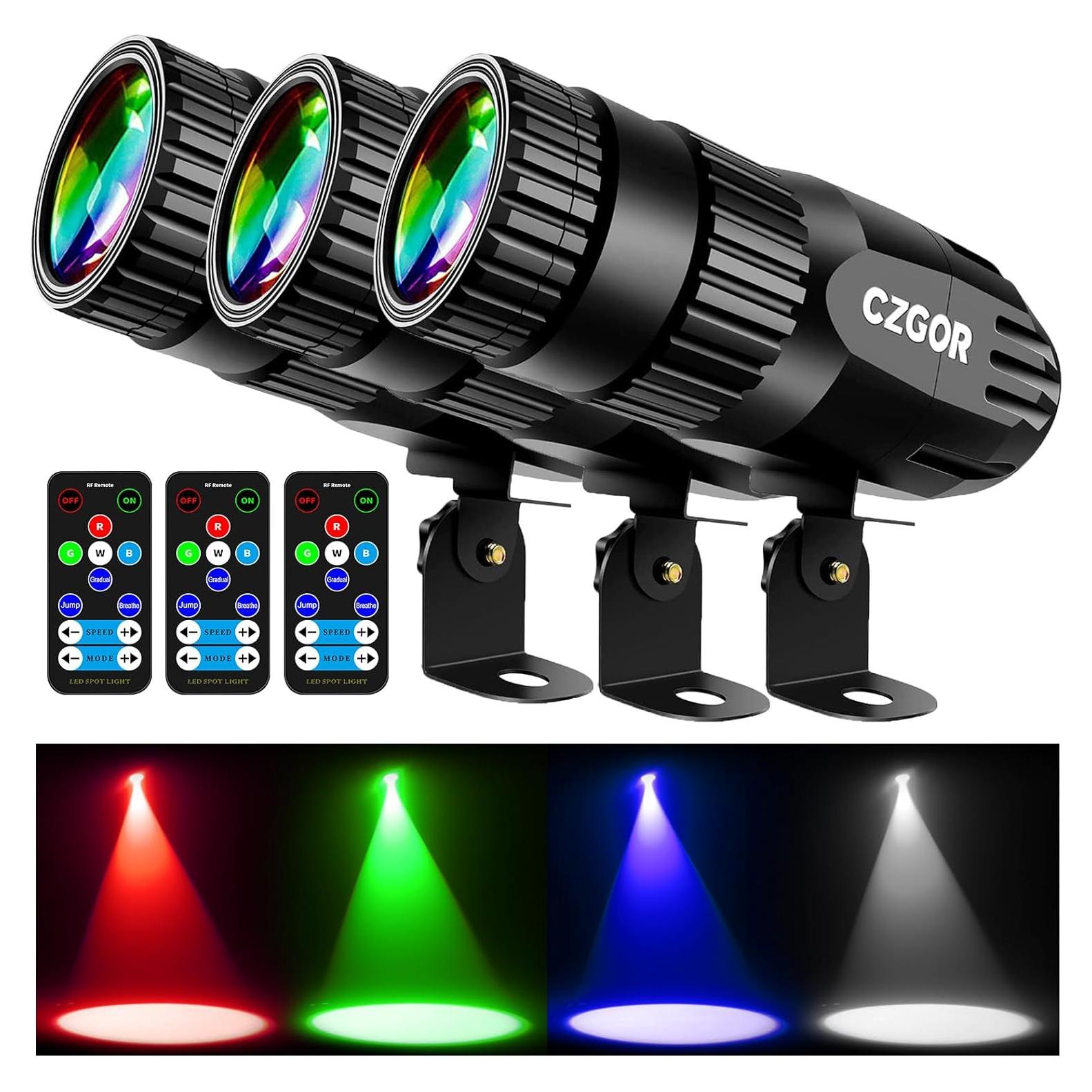 Paquete de 3 luces LED Czgor 15W RGBW para fiestas