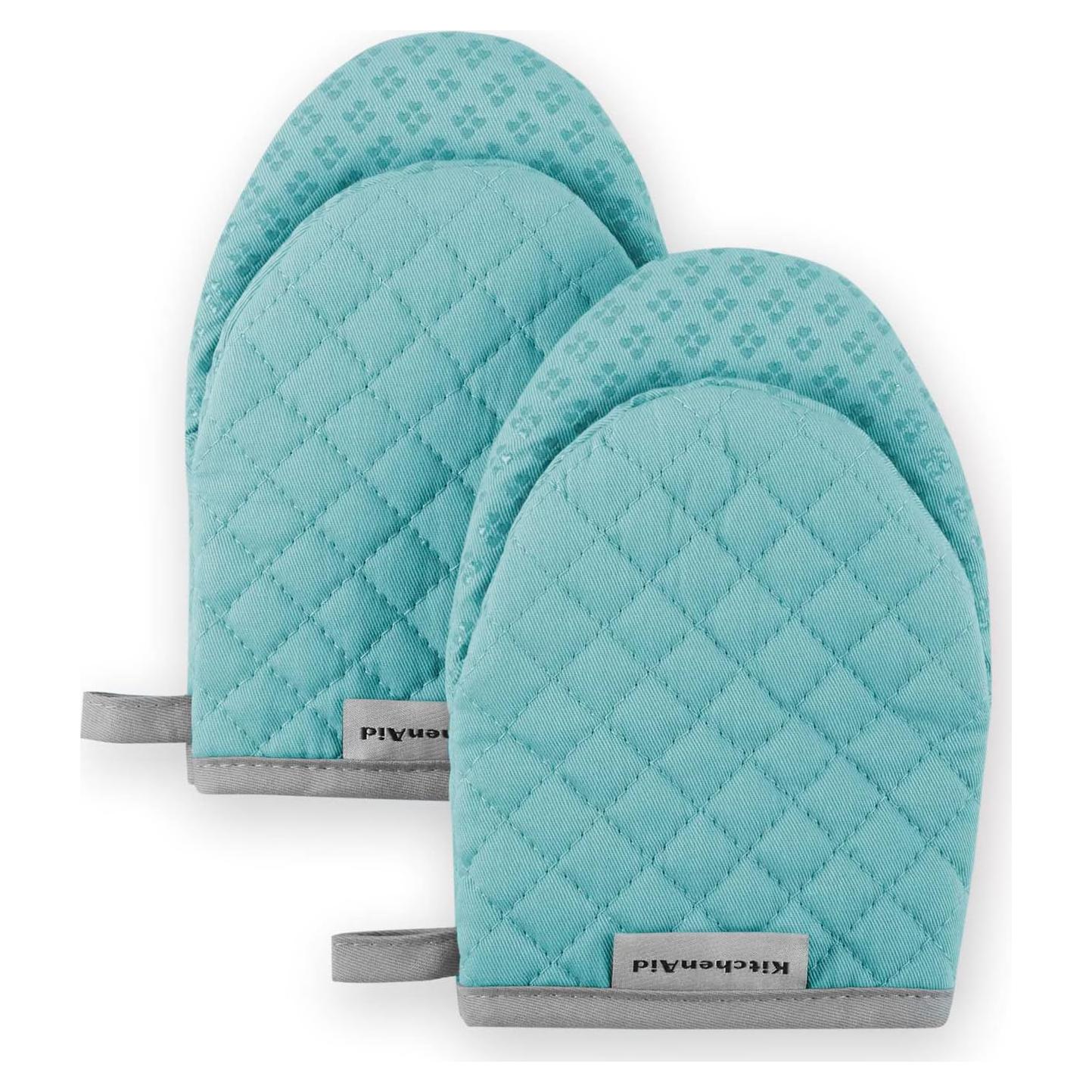 Guantes de horno mini KitchenAid Asteroid 2 unidades Aqua 14x20cm