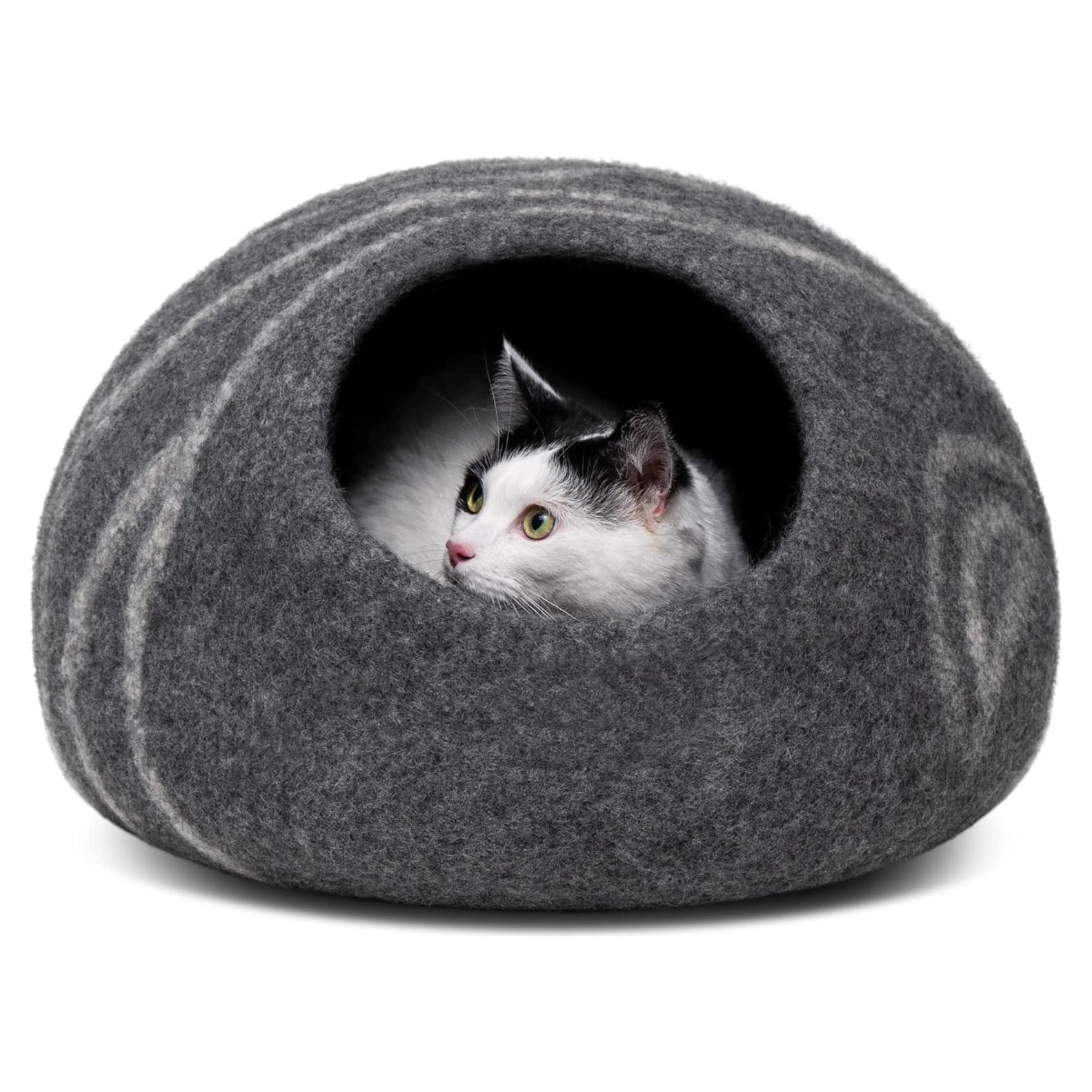 Cueva para Gatos Meowfia Mediana de Lana Merino Gris