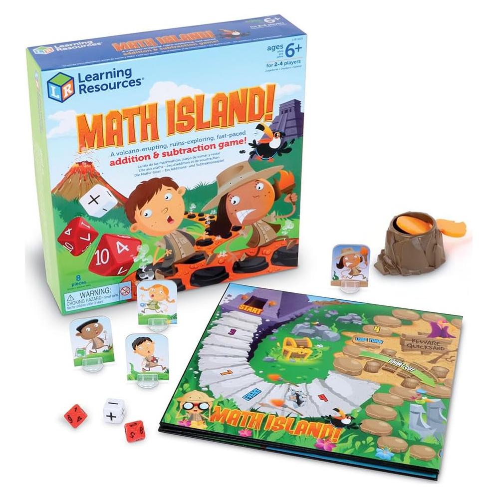 Learning Resources Math Island Addition & Subtraction Game - Math Manipulatives, Educational Board Toys, Classroom Flash Cards , Volcano Toy, STEM Kids, Gifts for Boys And Girls , Montessori