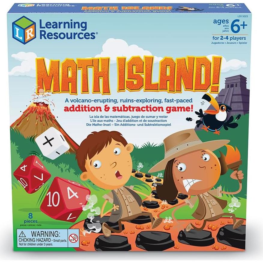 Learning Resources Math Island Addition & Subtraction Game - Math Manipulatives, Educational Board Toys, Classroom Flash Cards , Volcano Toy, STEM Kids, Gifts for Boys And Girls , Montessori