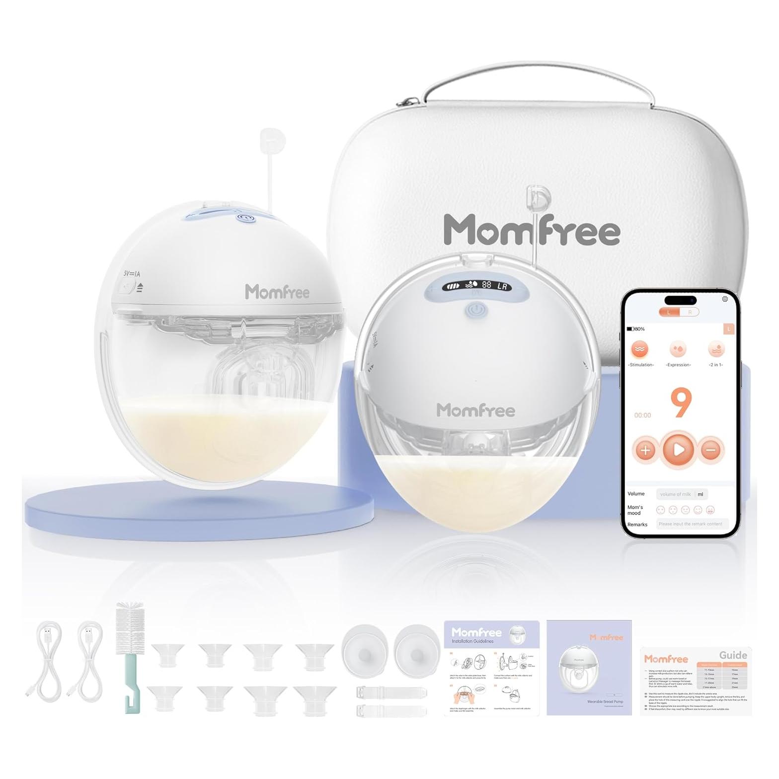 Extractor de Leche Doble Portátil Momfree Azul - 3 Modos, 9 Niveles