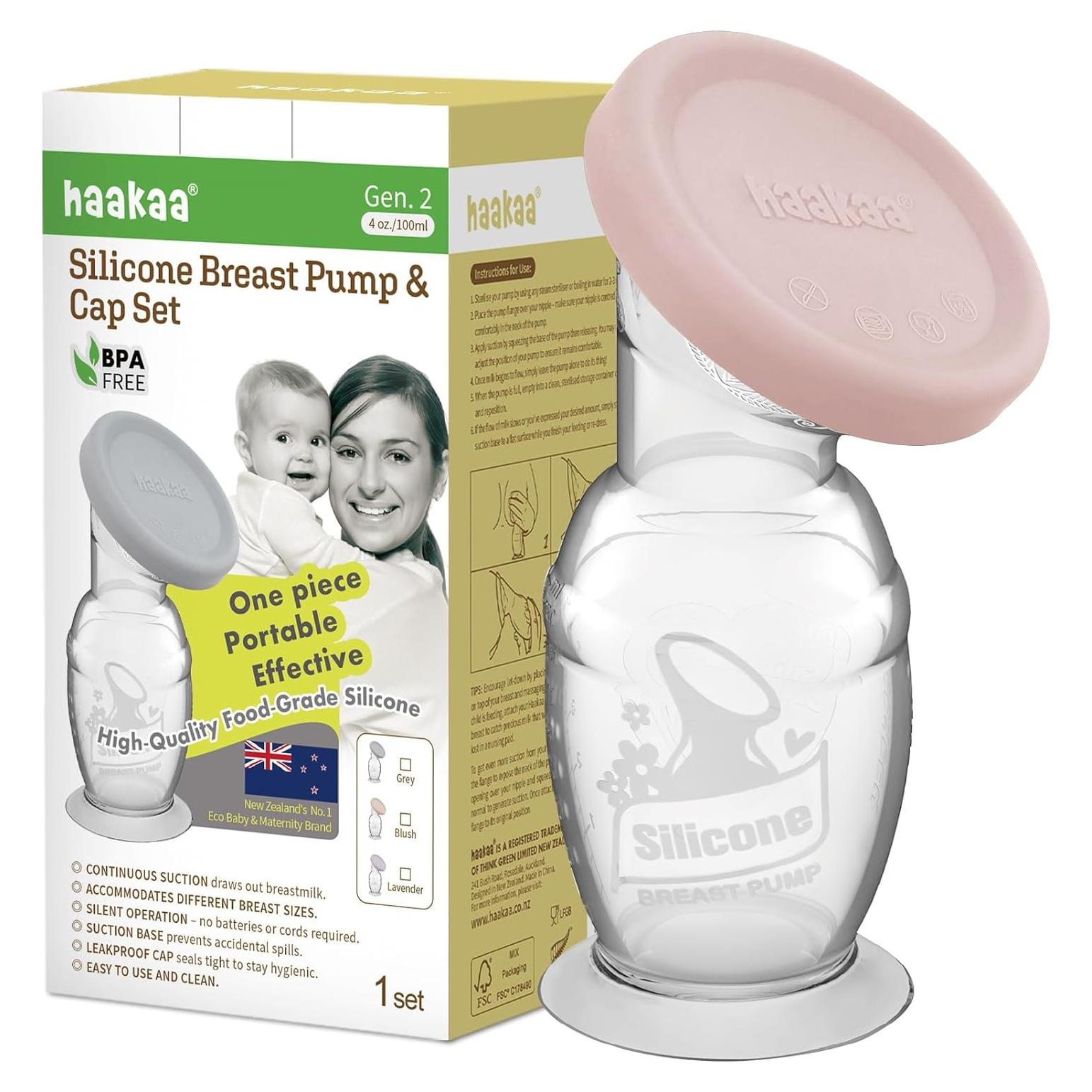 Bomba de Pecho Manual Haakaa Gen.2 100ml Rosa + Tapa