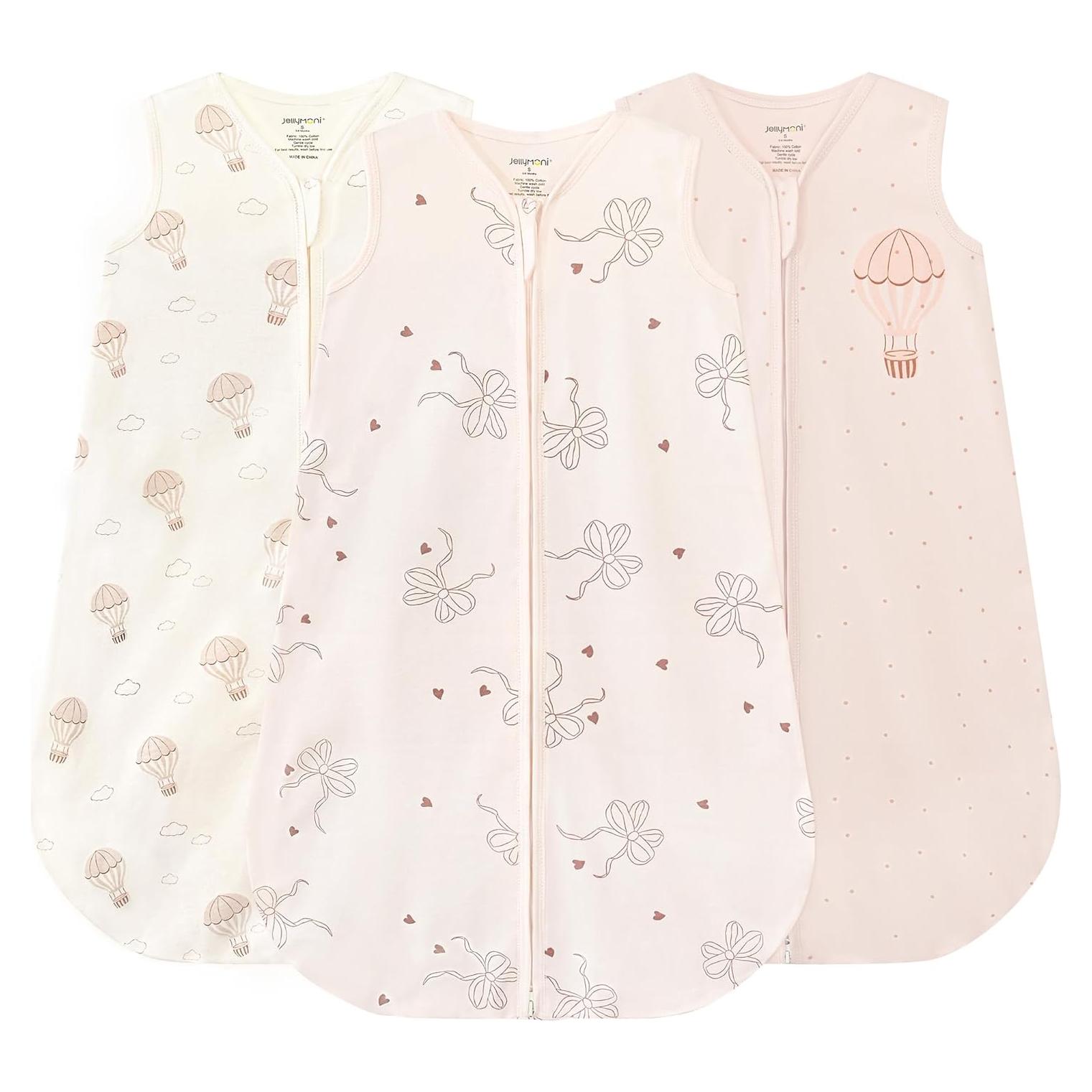 Saco de Sueño JELLYMONI Bebés 0-6 Meses 100% Algodón 3 Piezas