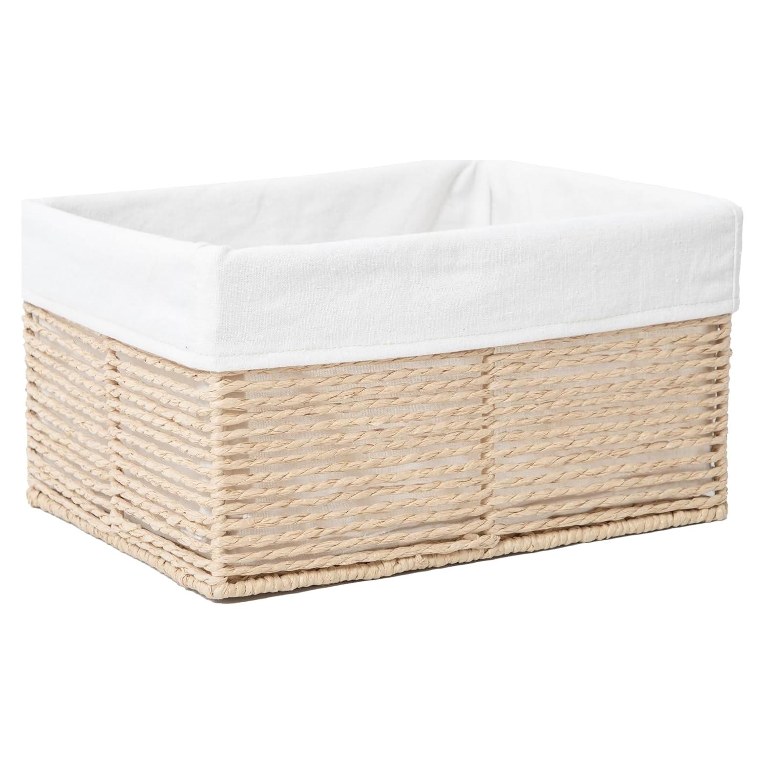 Cesta de Almacenamiento Tejida GYASVWU Beige Grande 30.5x24.5x16.5cm