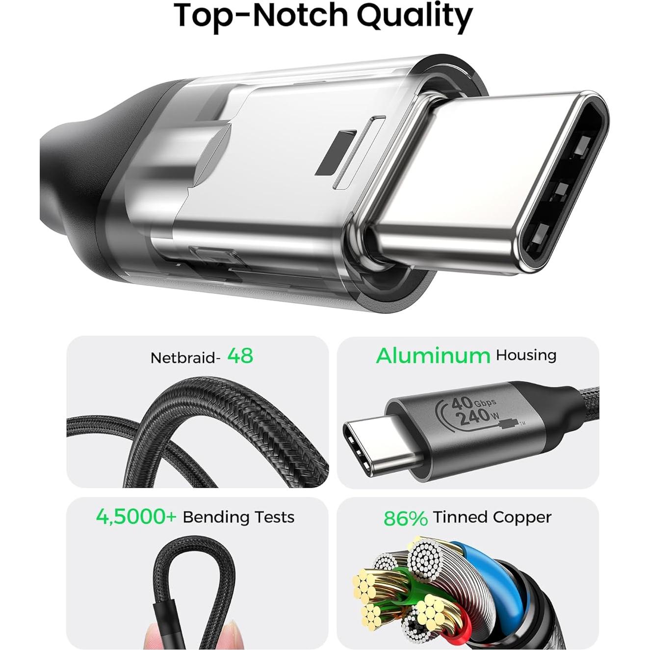 Cable USB 4 Silkland Thunderbolt 4 0.30m 40Gbps 240W 8K