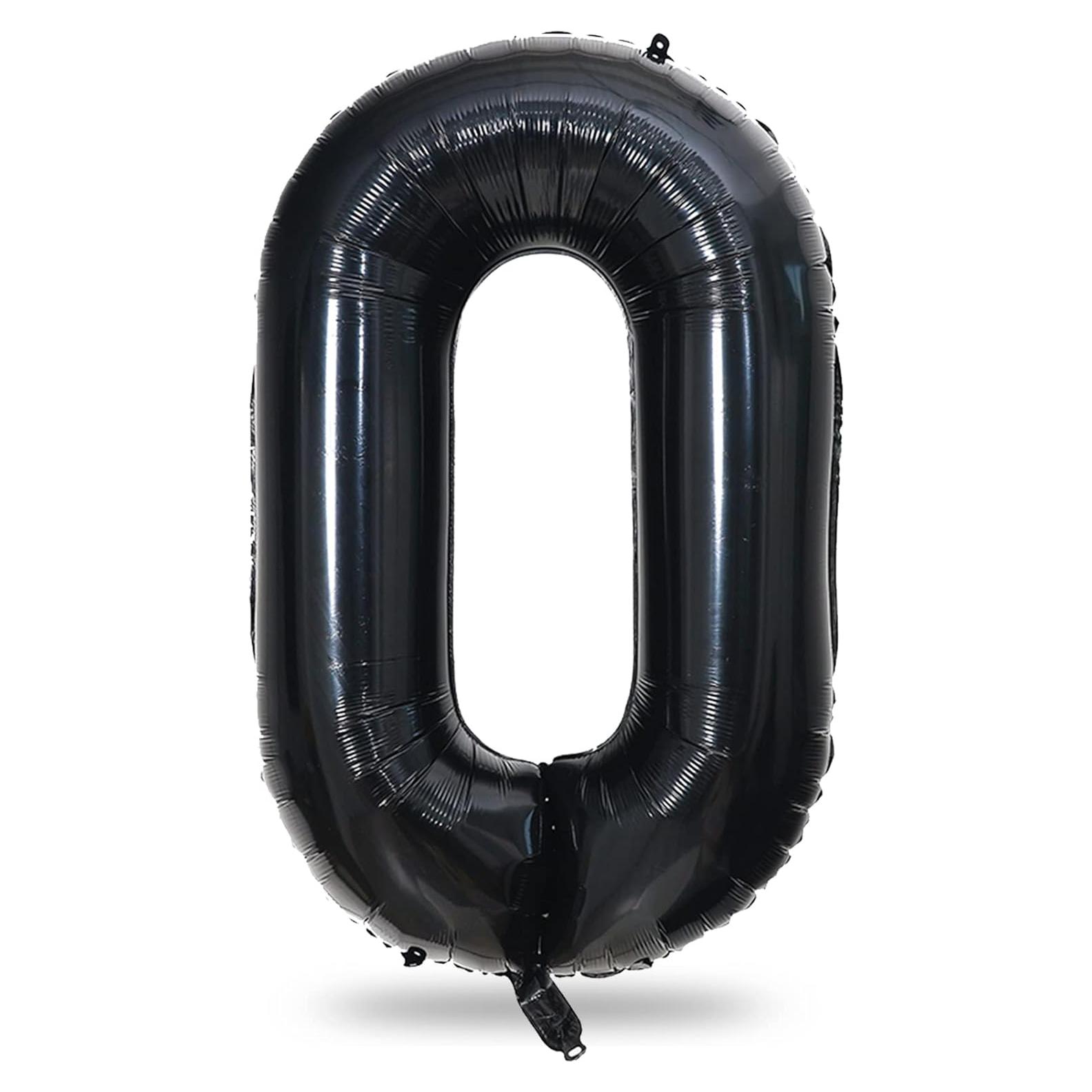 Globo de Foil Gigante N° 0 Negro 40 cm para Fiestas