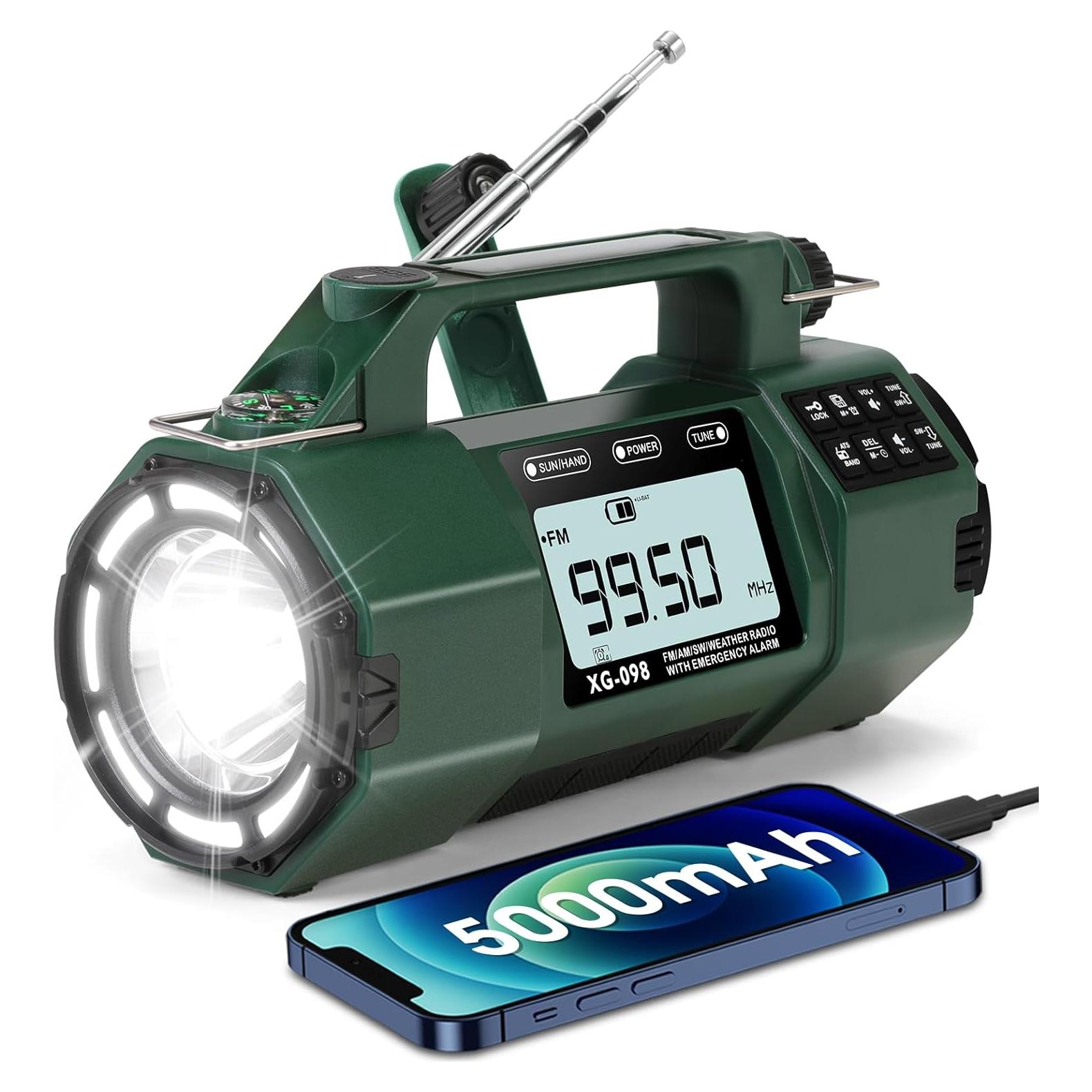 Radio de Emergencia Rckskaya 5000mAh con Alerta NOAA y Linterna