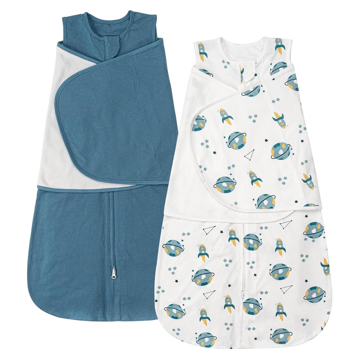 Saco de Sueño Swaddle ZIGJOY 0.5 TOG Algodón 0-6 Meses Azul