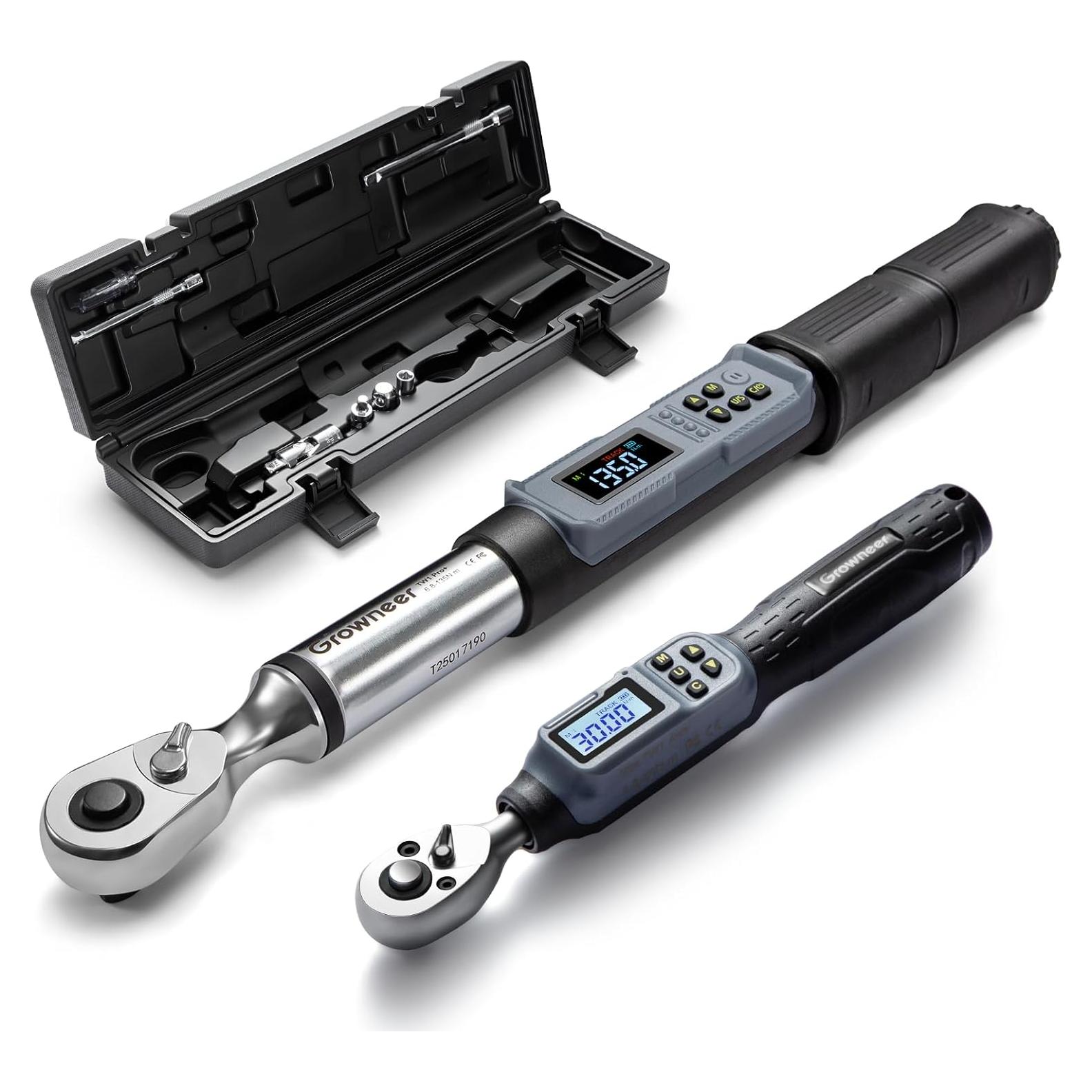 Juego de Llave de Torque Digital GROWNEER 1/4" y 3/8" 1.5-135Nm